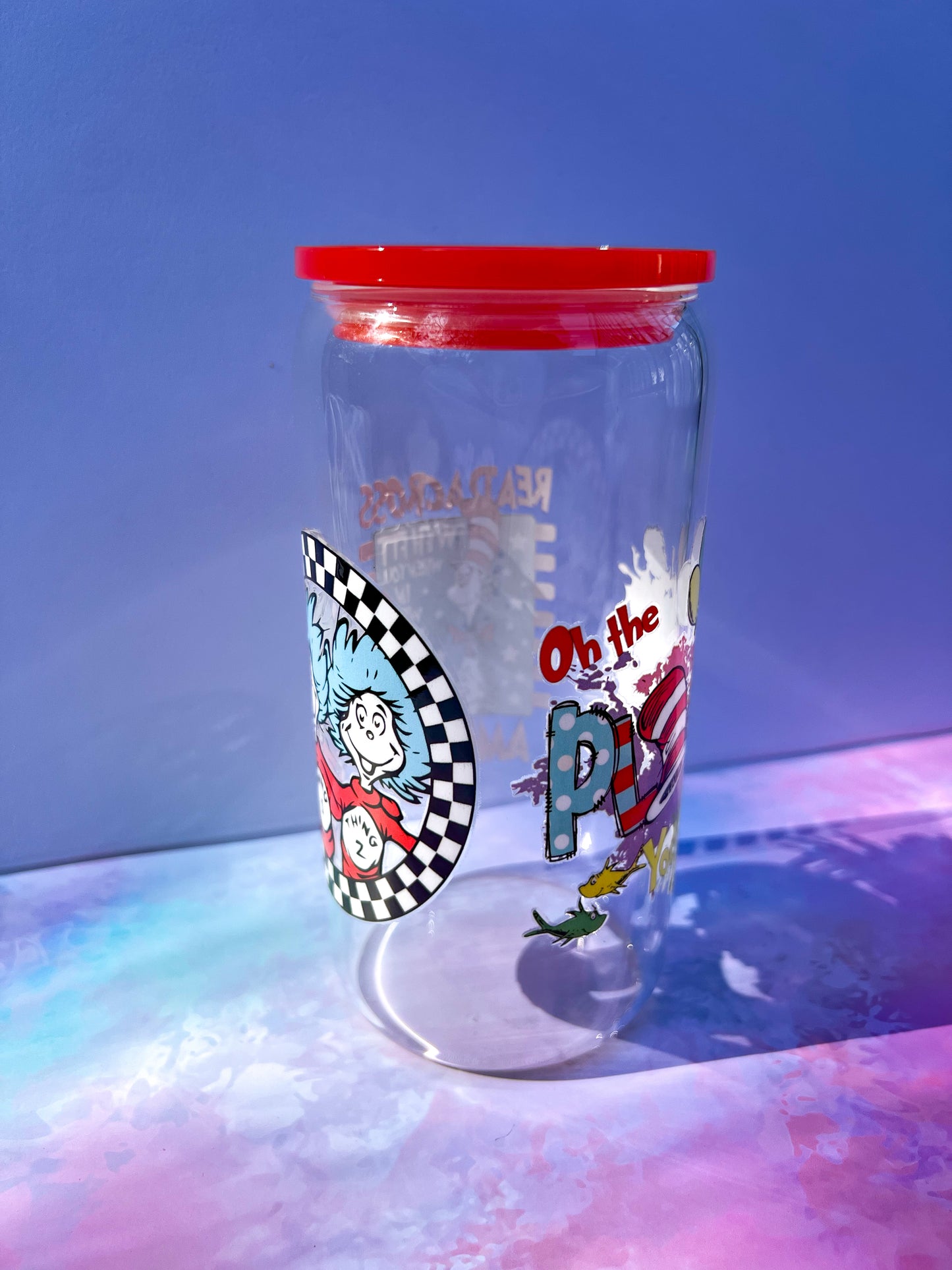 π©β¨ Dr. Seuss-Inspired Clear Glass Tumbler β 16oz