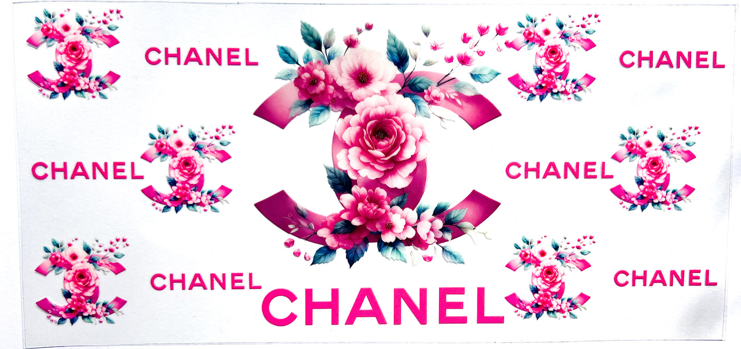 ✨ Luxury Pink Floral Double C Snow Globe Tumbler Decal Set ✨