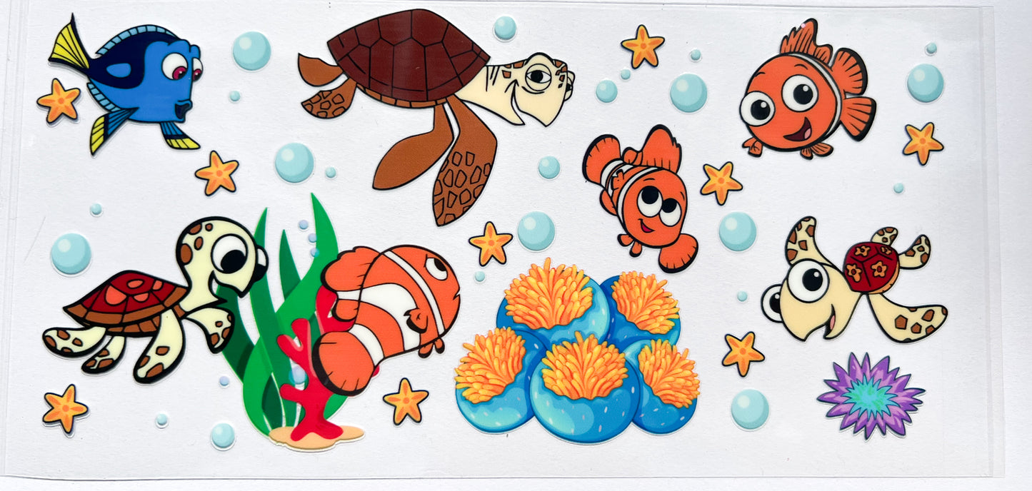 Finding Ocean Friends Cup Wrap | Sea Life Glass Can Wrap Design