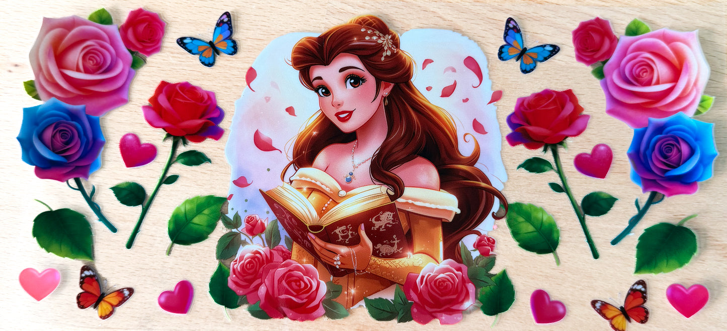 Enchanted Rose Princess UV DTF Cup Wrap β 16oz Wrap