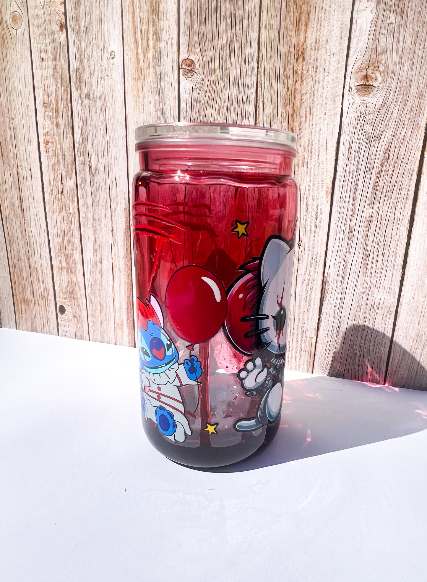 Blood drip snow globe 16oz Acrylic - Kitty and Crazy Blue character