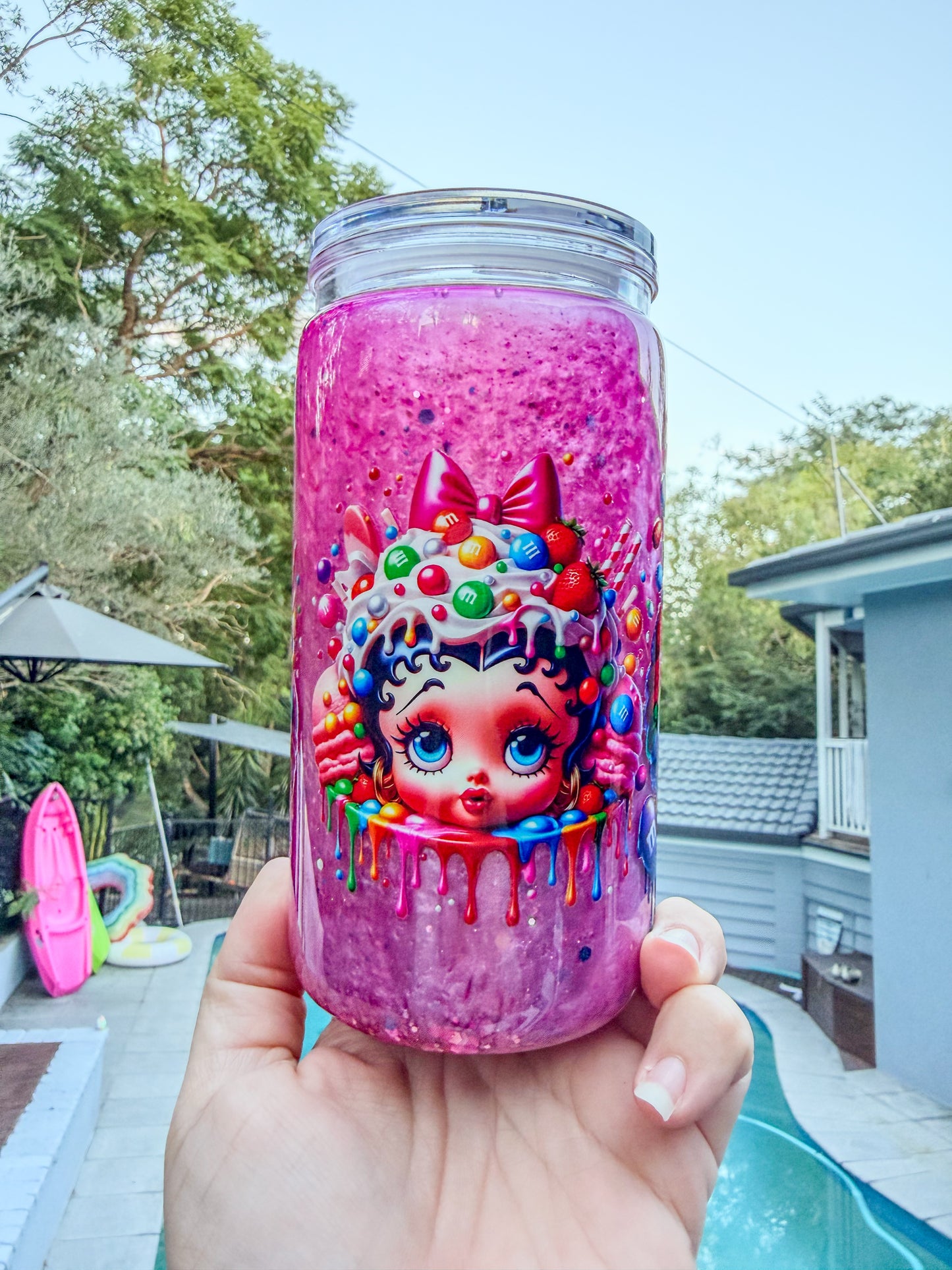 Betty Candy Glam - 16oz Acrylic Snow Globe cup