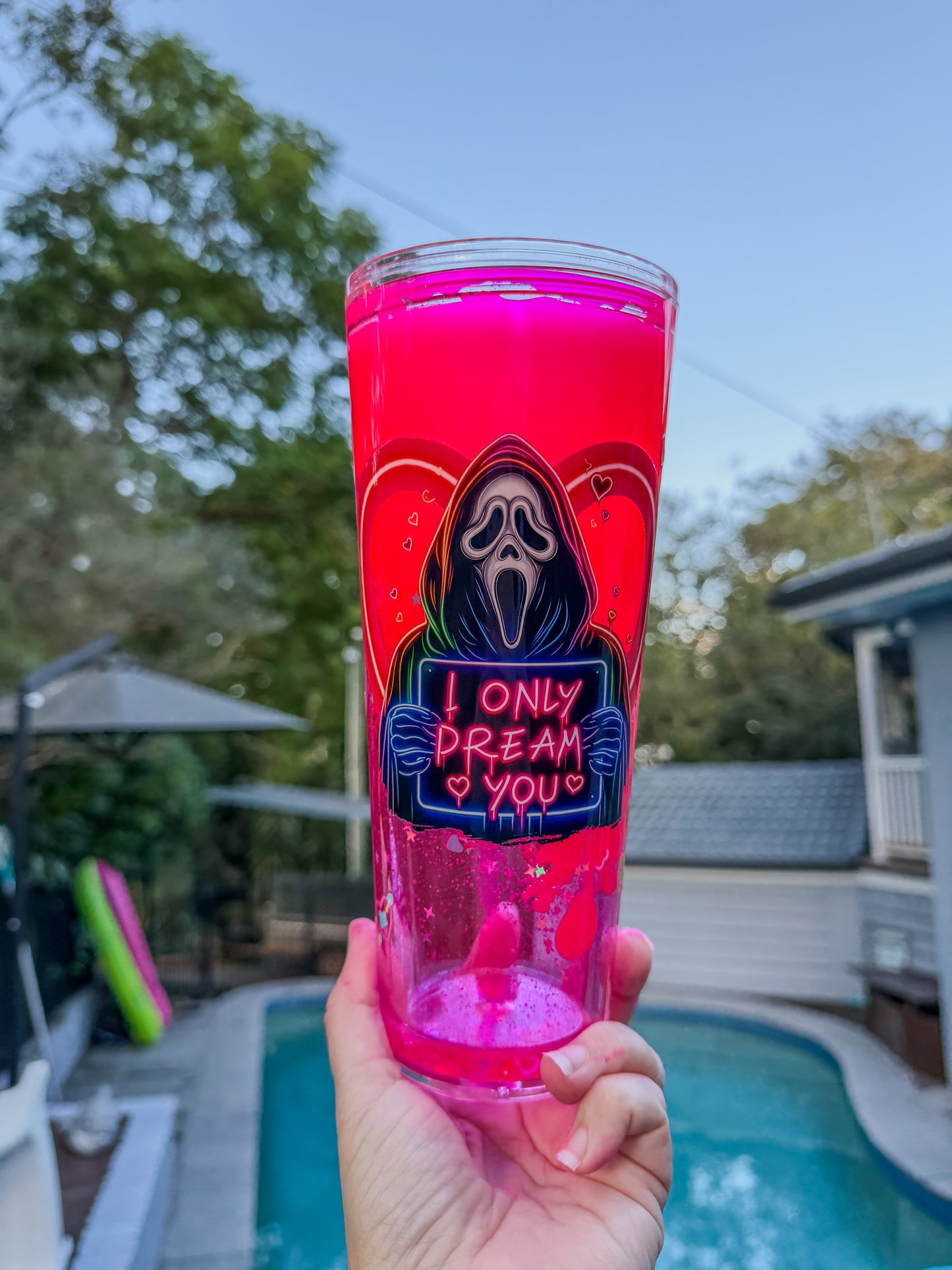 24oz Neon Pink Lava Boba Cup – Horror Edition