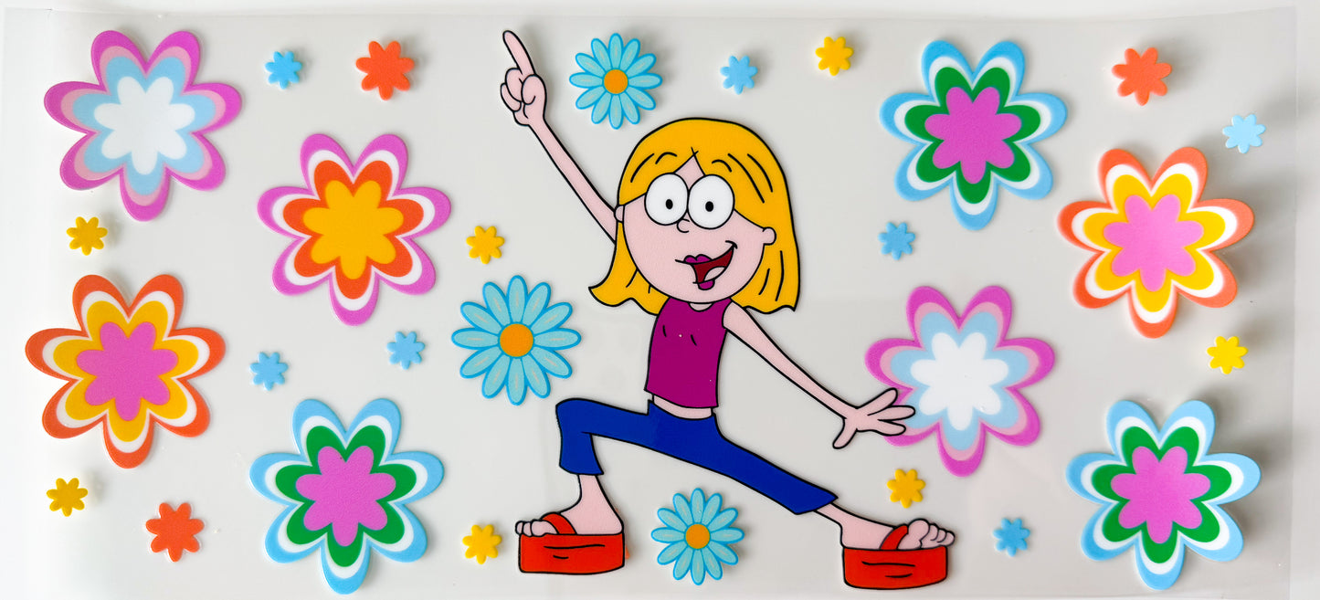 Groovy Flower Girl β UV DTF 16oz Cup Wrap