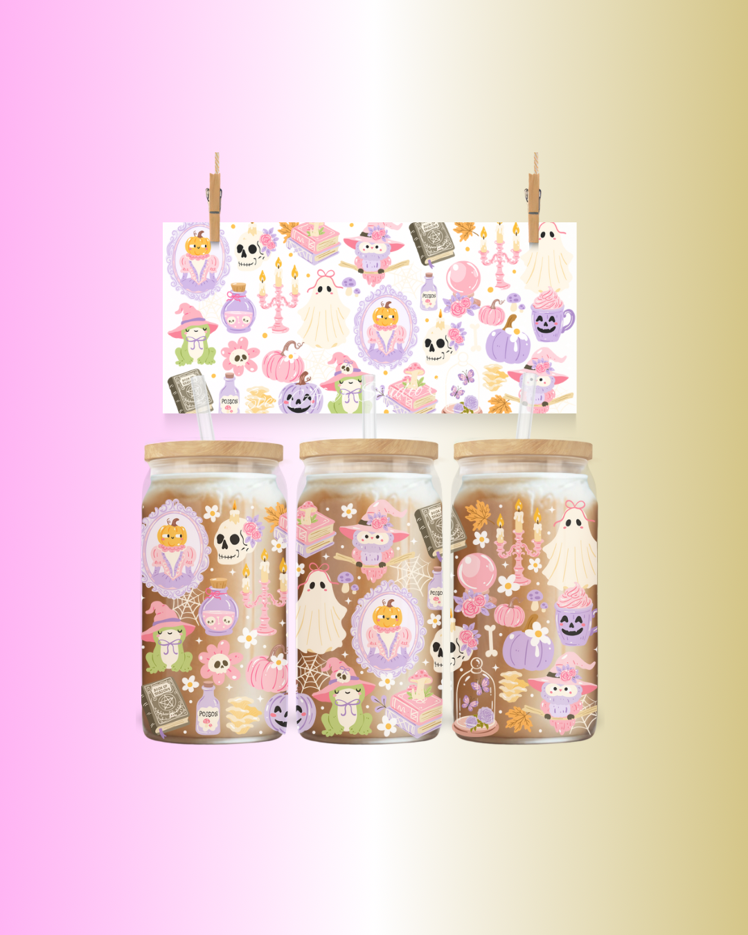 Spooky Sweet 16oz UV DTF cup wrap PREORDER