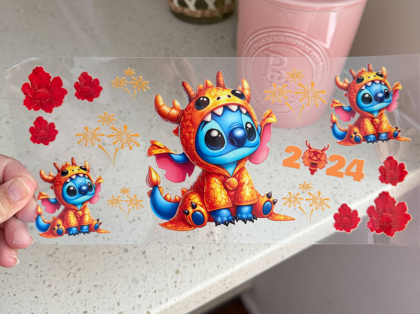 2024 Lunar Dragon Stitch UV DTF Cup Wrap