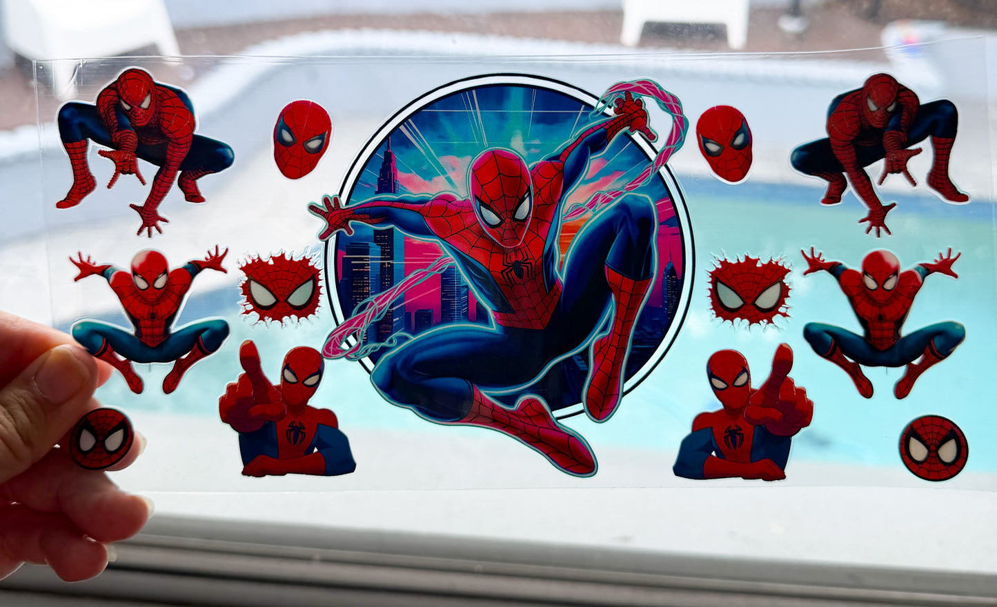 Neon Spider-Man City UV DTF Cup Wrap