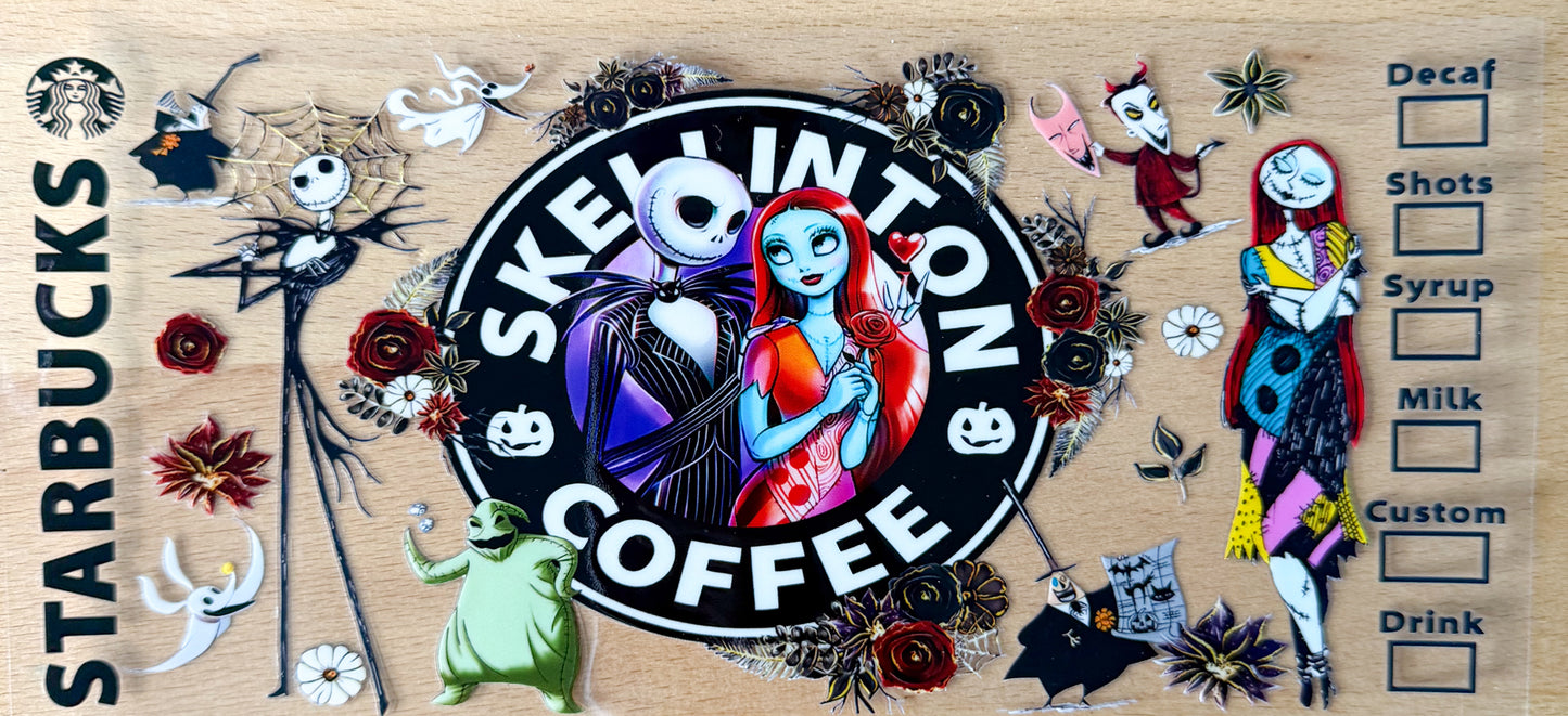 Skeleton Coffee Halloween UV DTF Cup Wrap