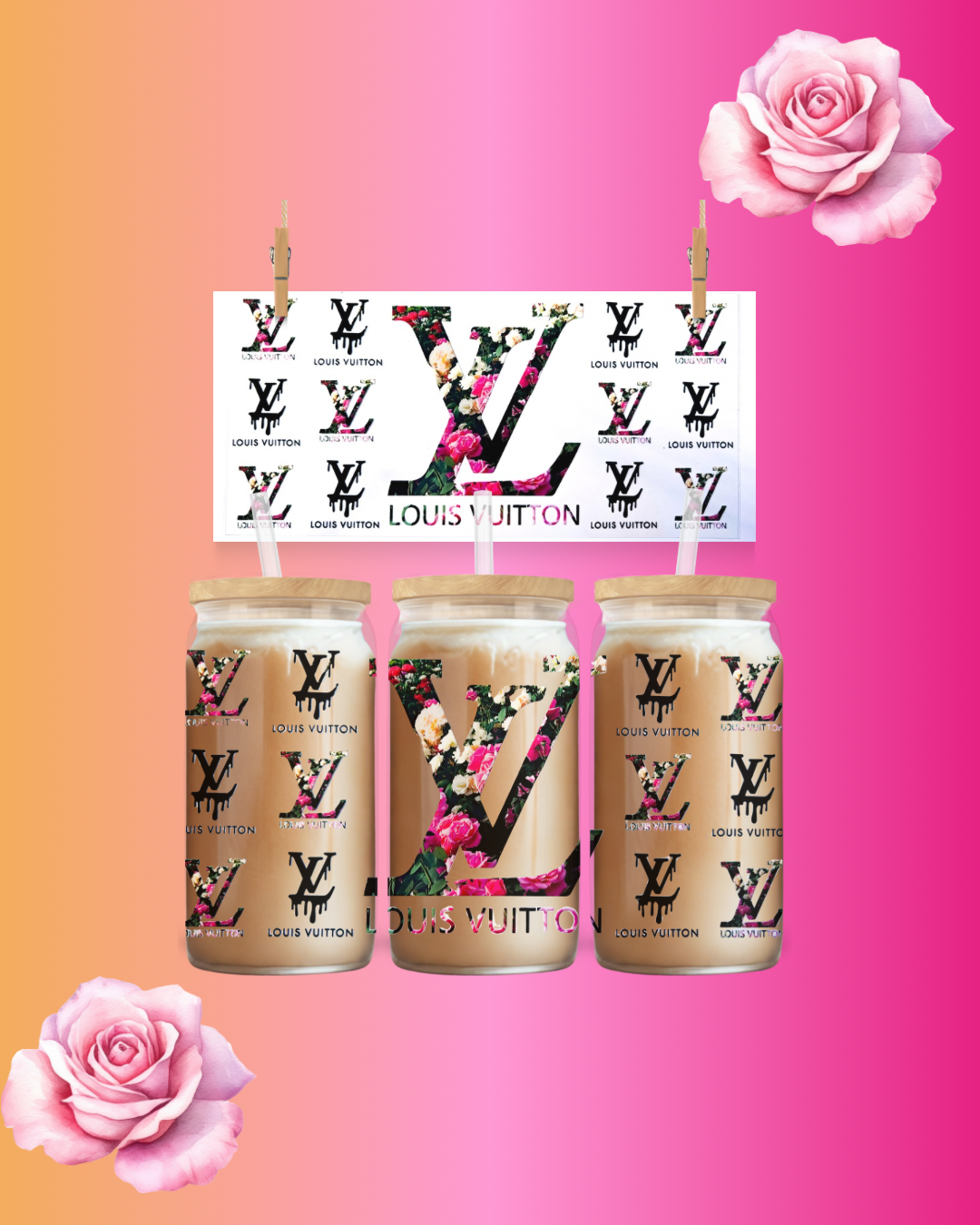 šø Luxe Bloom Floral Cup Wrap ā UV DTF Decal
