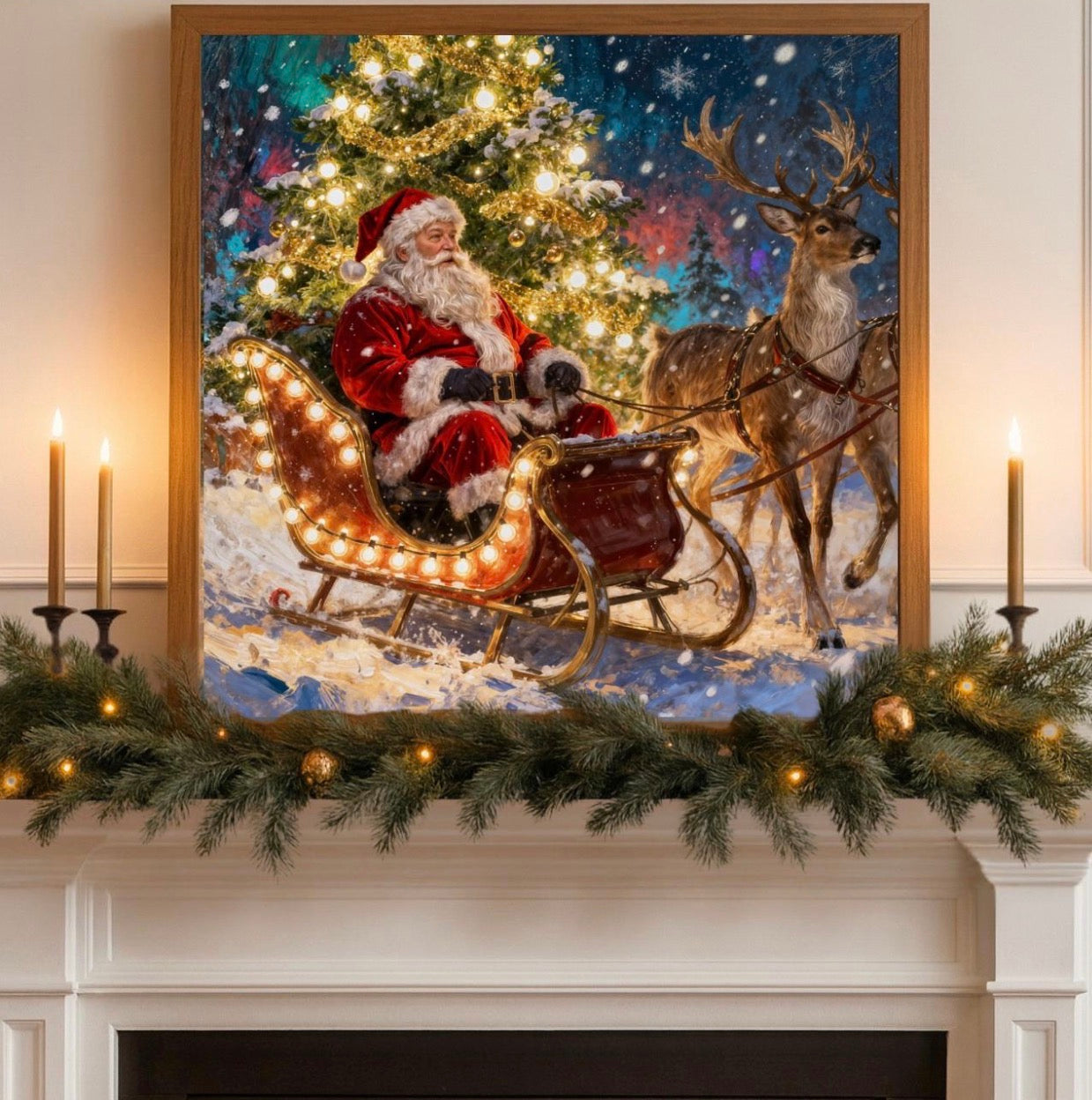 Santas Magical Sleigh Ride - Christmas Wall Art Digital Download