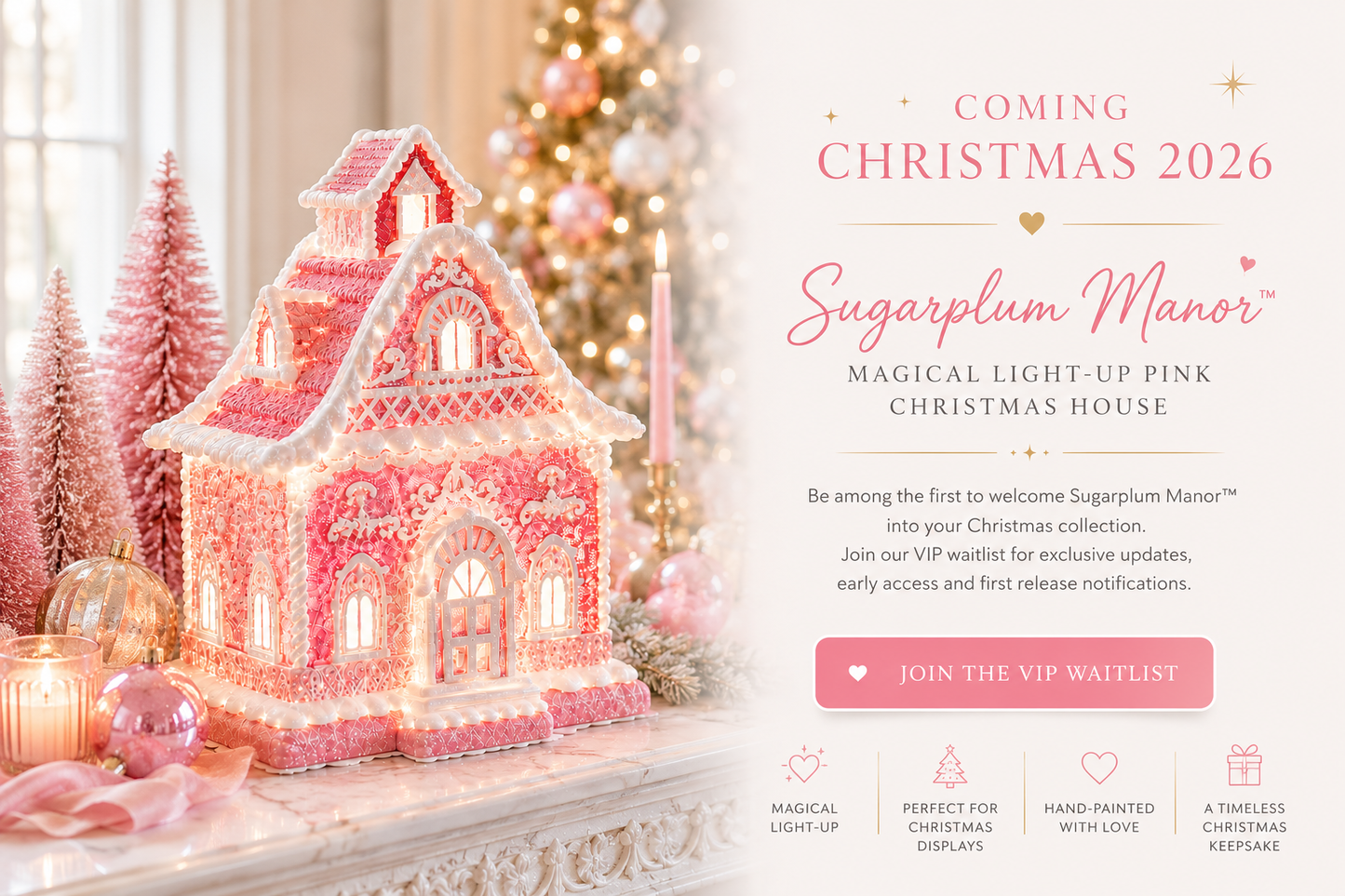 Sugarplum Manor™
Magical Light-Up Pink Christmas House