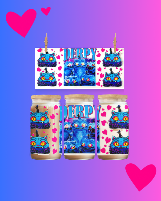 Derpy Cat Chaos – UV DTF 16oz Cup Wrap