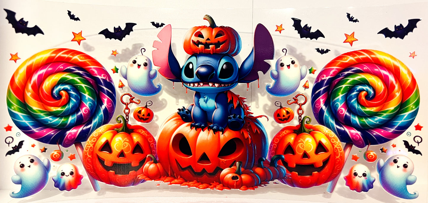 Candy Chaos Halloween Pumpkin Candy Cup Wrap UV DTF – To Suit 16oz Tumbler