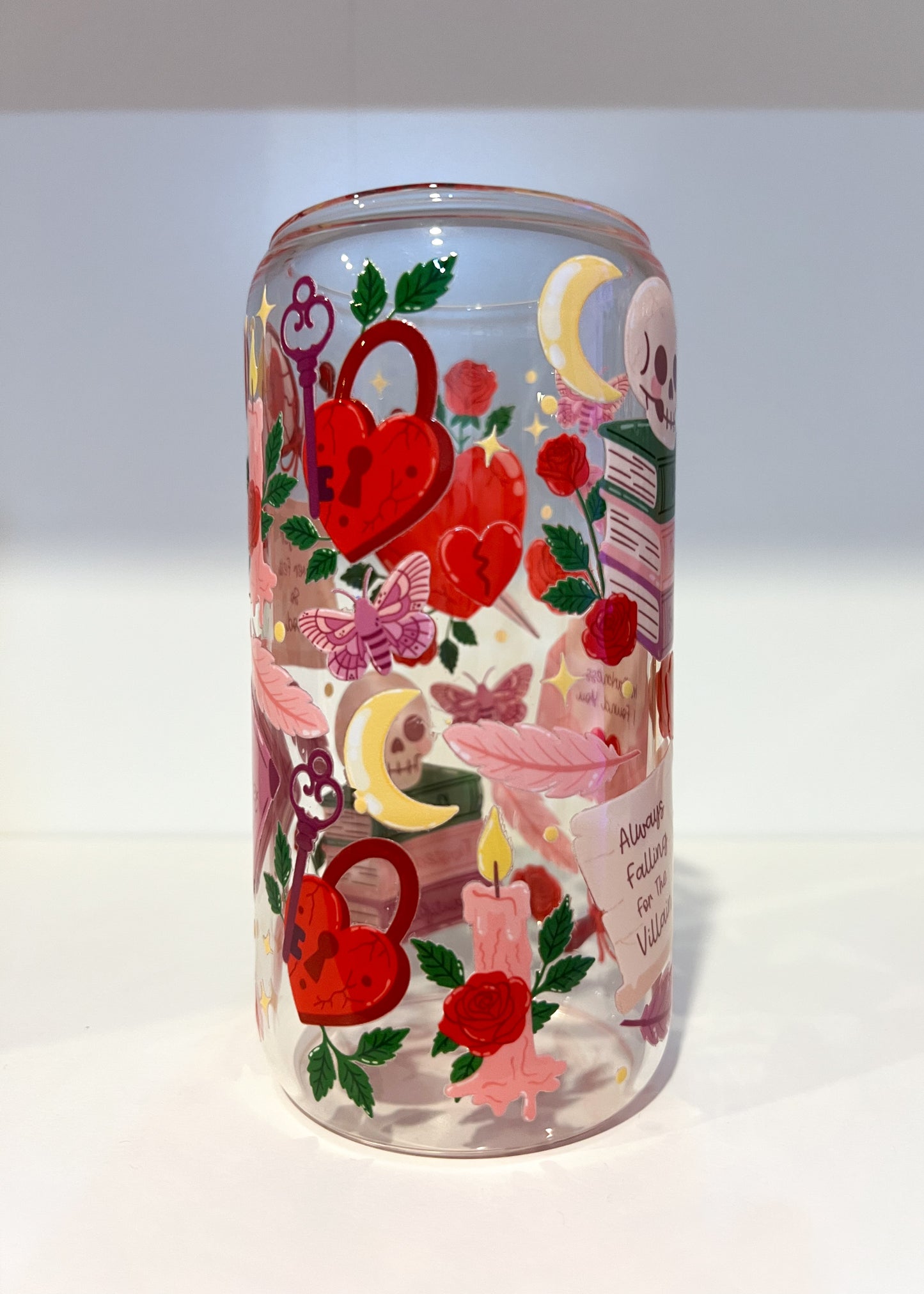 Dark Romance Bookish 16oz Glass Tumbler | Double-Sided Design