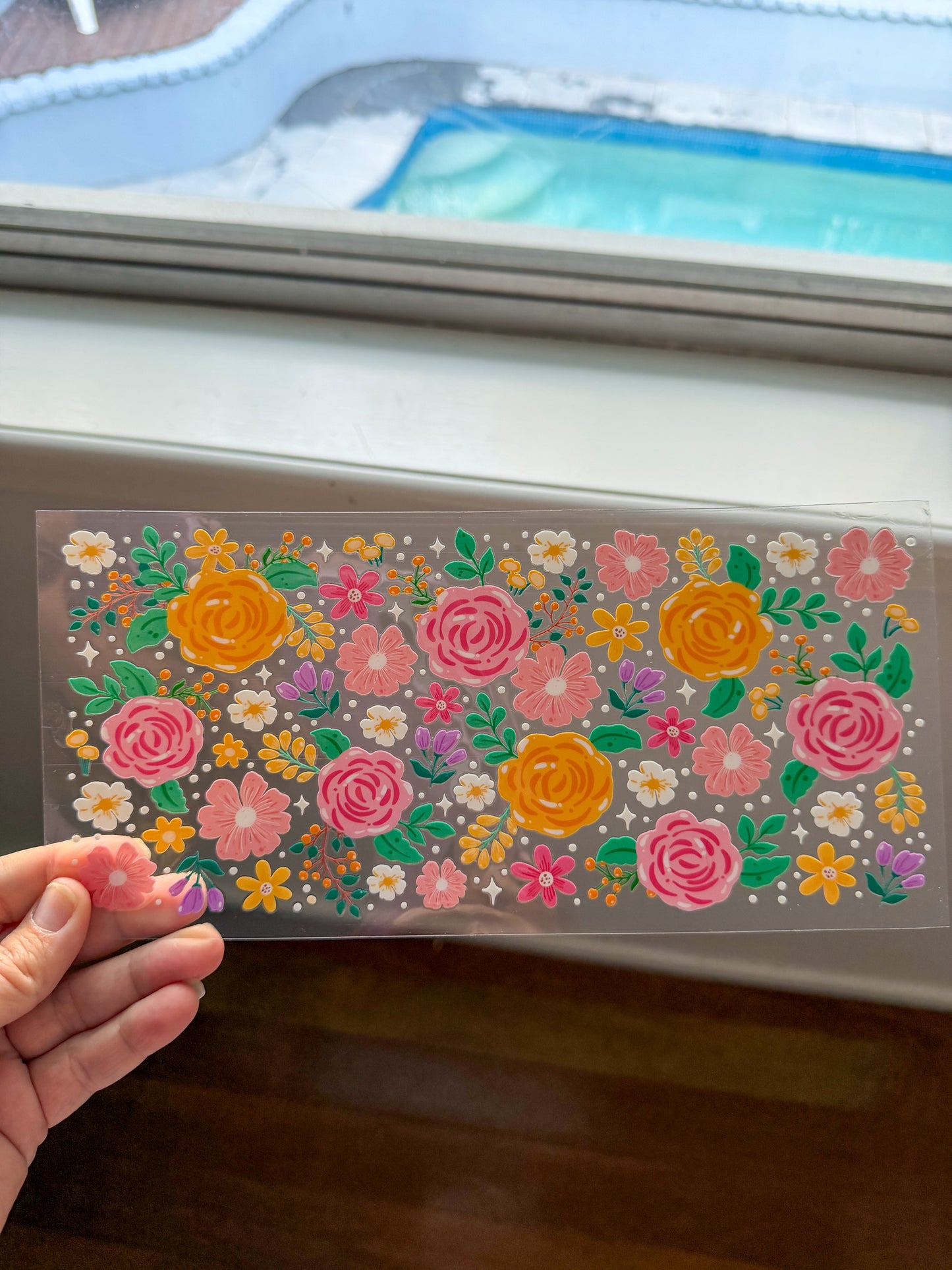🌼 Sunshine Rose Garden UV DTF Cup Wrap – 16oz