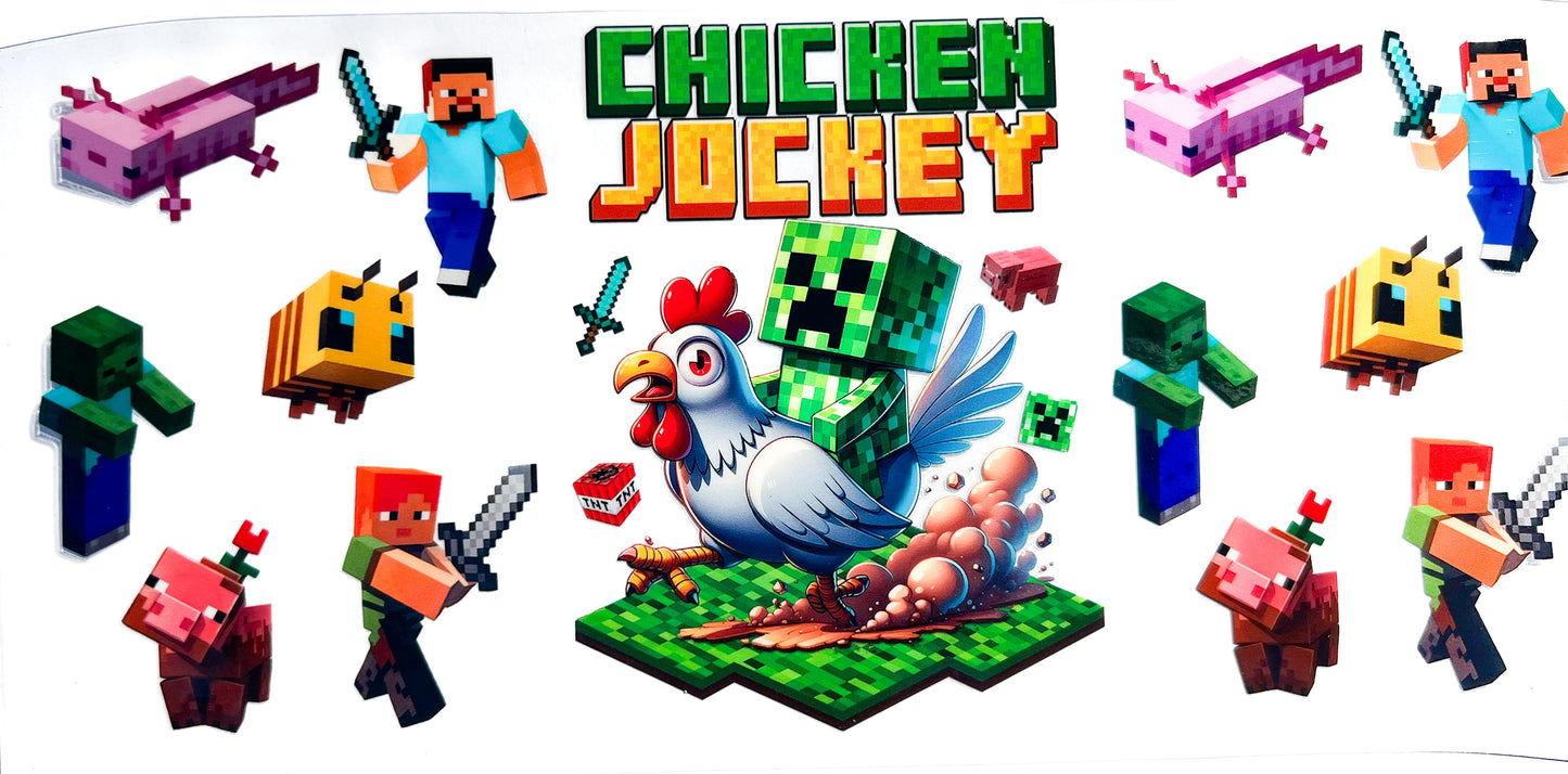 Chicken Jockey Cup Wrap | Minecraft Inspired Glass Can Wrap for 16oz & 20oz Cups