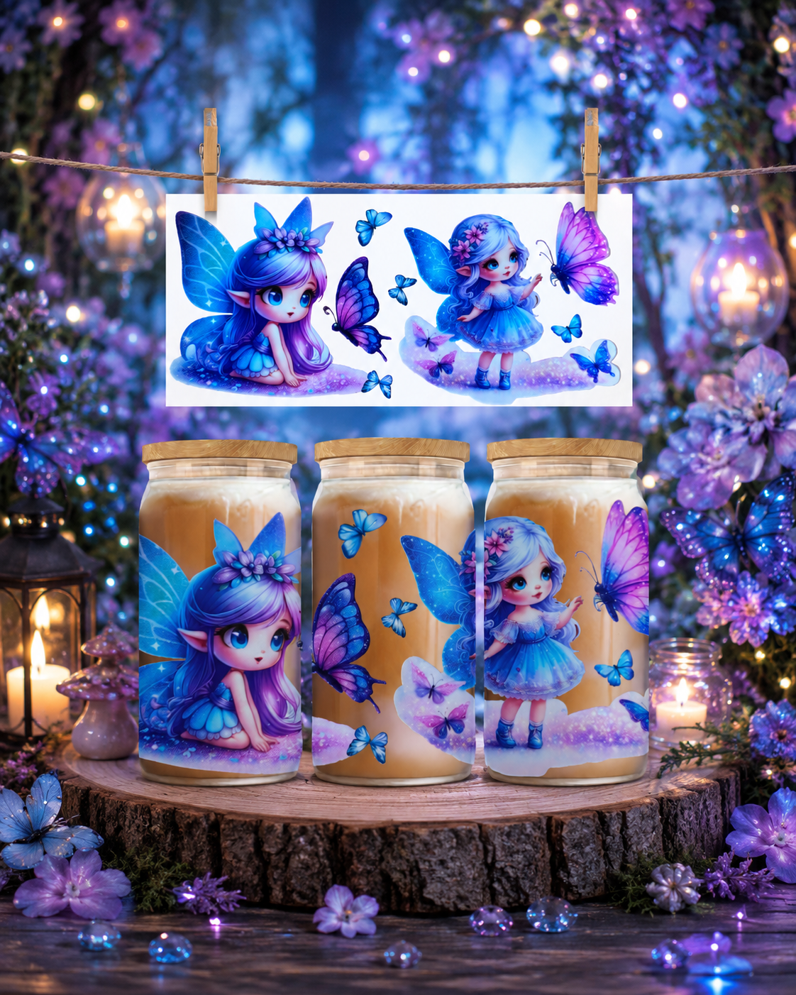 ✨ Enchanted Blue Fairy UV DTF Cup Wrap