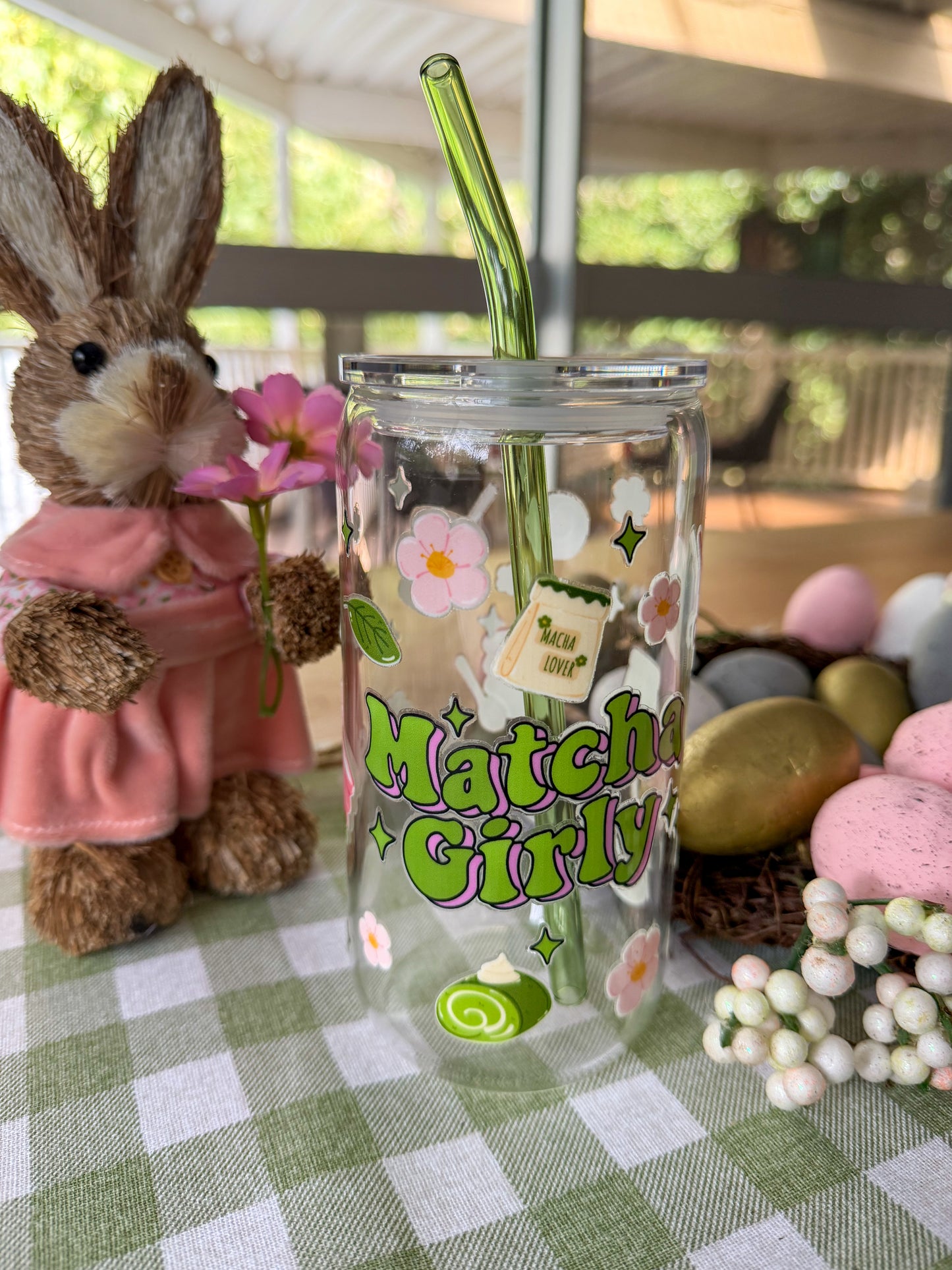 🍵✨ Matcha Girly Glass Can Tumbler 16oz