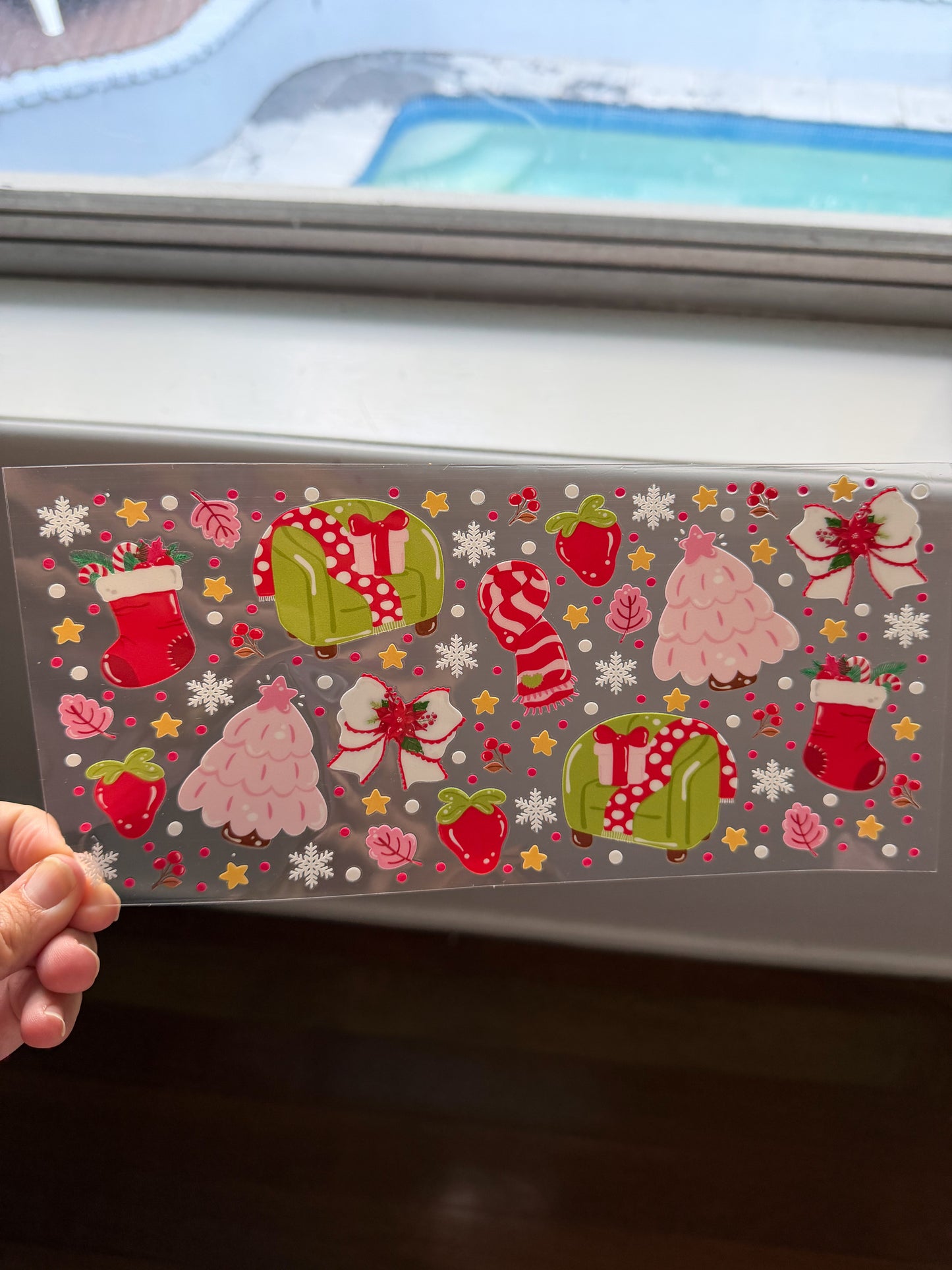 🎀 Cozy Christmas Cottage UV DTF Cup Wrap – 16oz