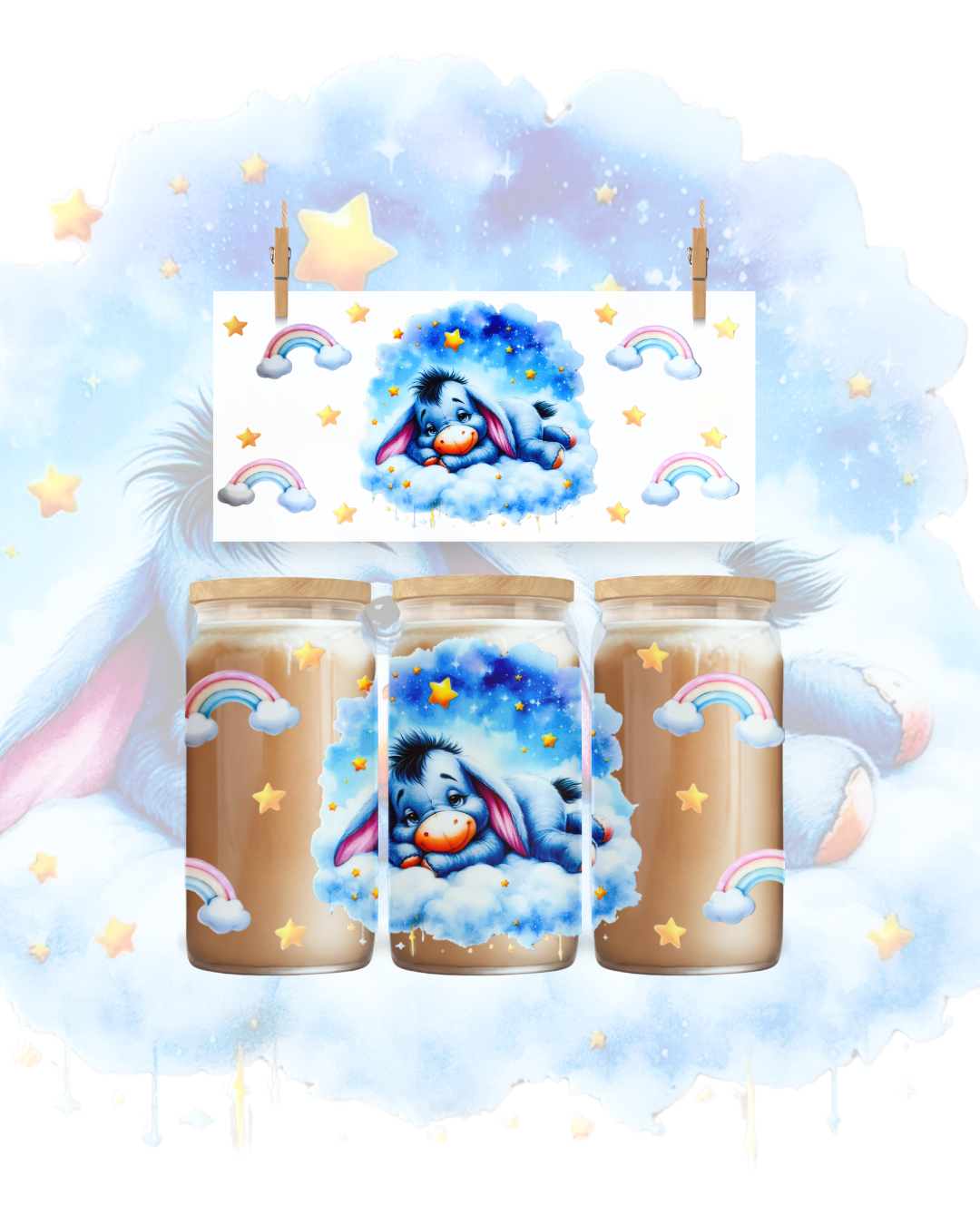 🩵 Sweet Dreams Donkey UV DTF Cup Wrap – 16oz ⭐