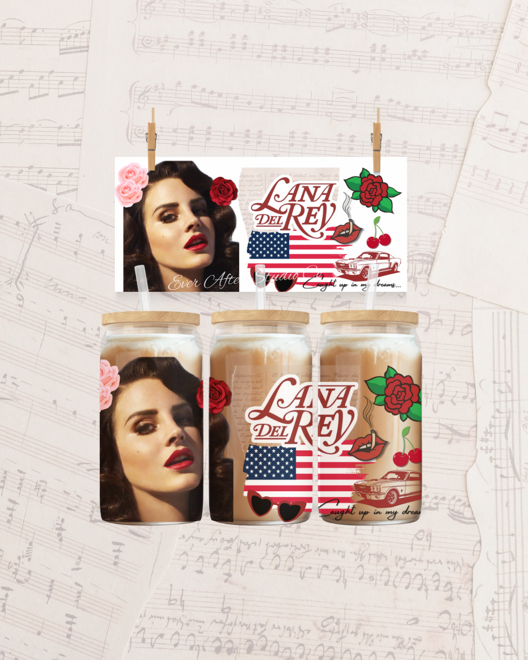 Cherry Lips 16oz UV DTF cup wrap PREORDER