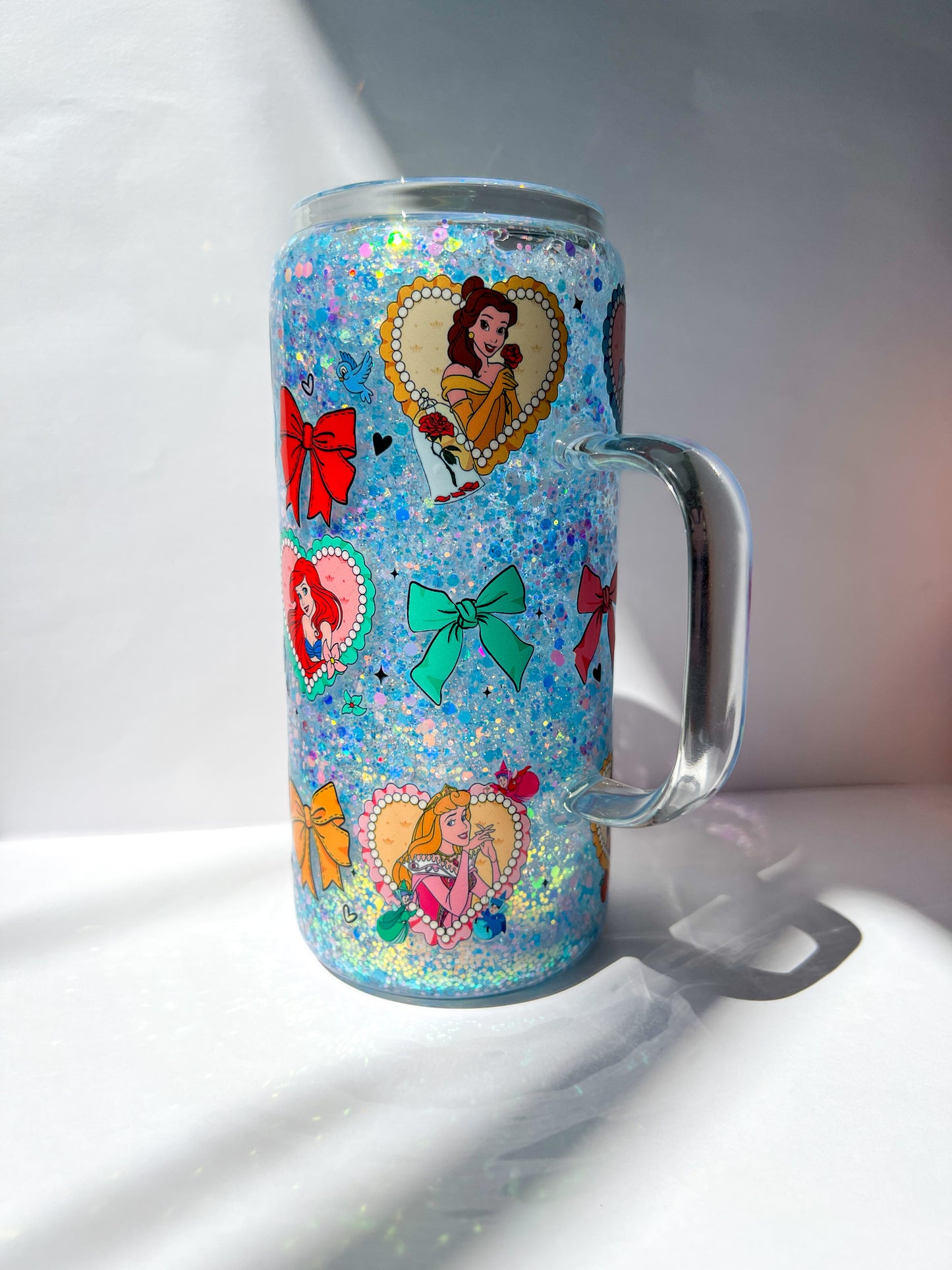 ✨ Enchanted Princess Glitter Snow Globe 20oz with handle ✨