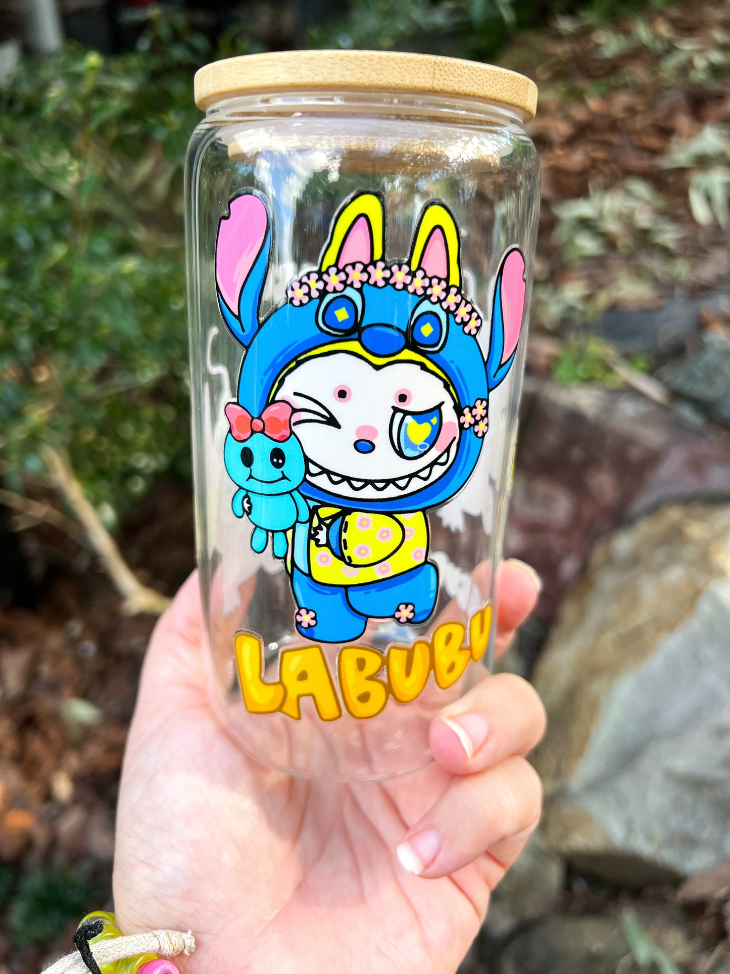 Cheeky Magic with keychain – 16oz clear glass tumbler