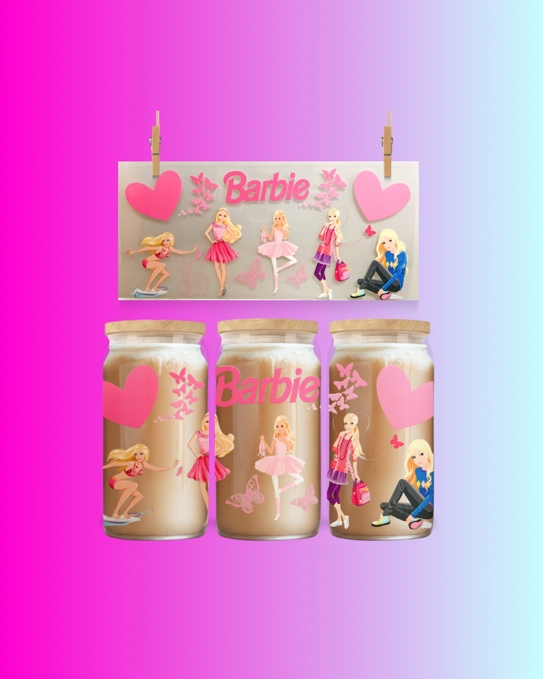 Pink Dream Life UV DTF Cup Wrap -  to Suit 16 Ounce Tumbler
