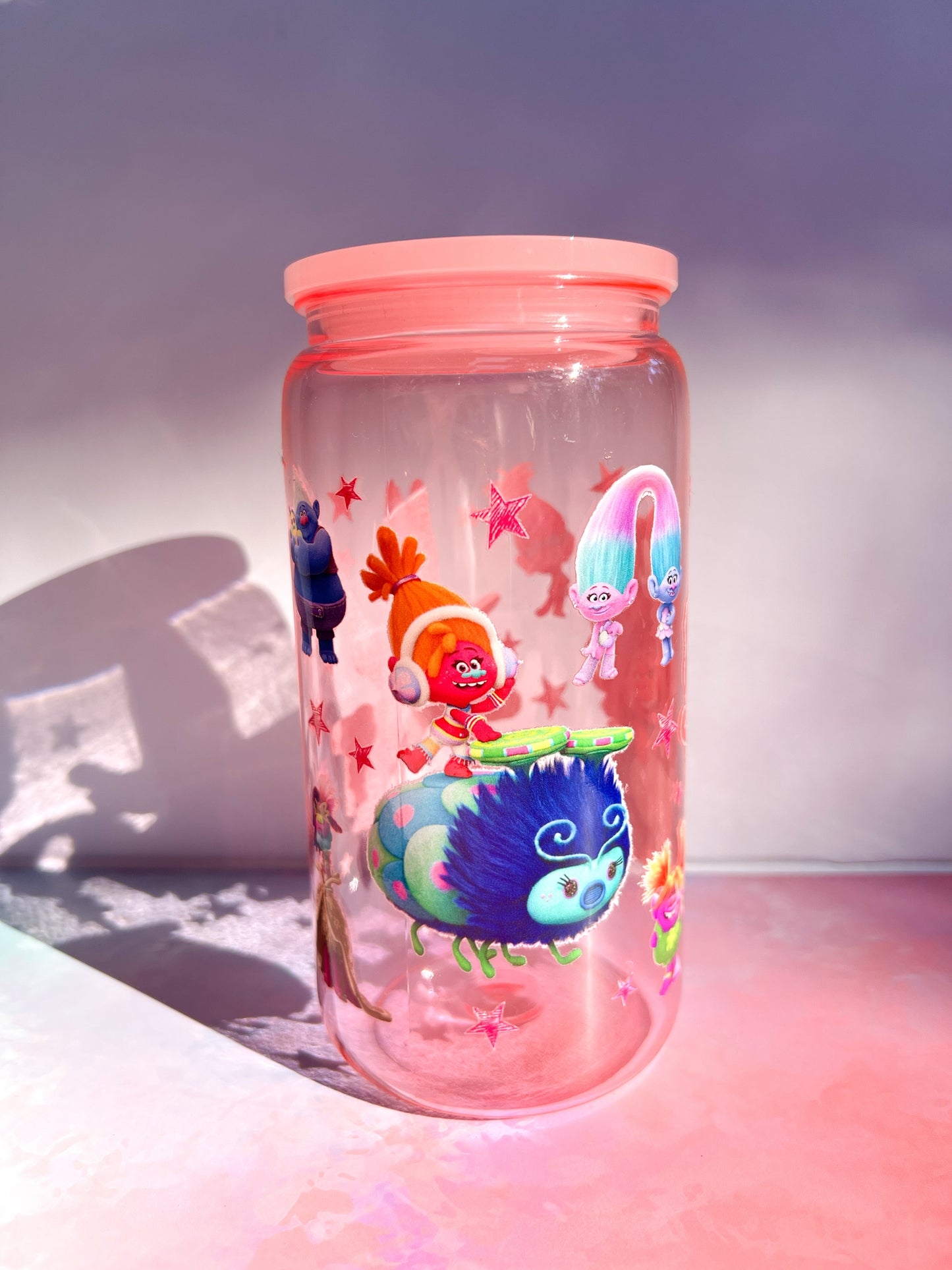 TROLLS Light Pink Plastic Tumbler 16oz