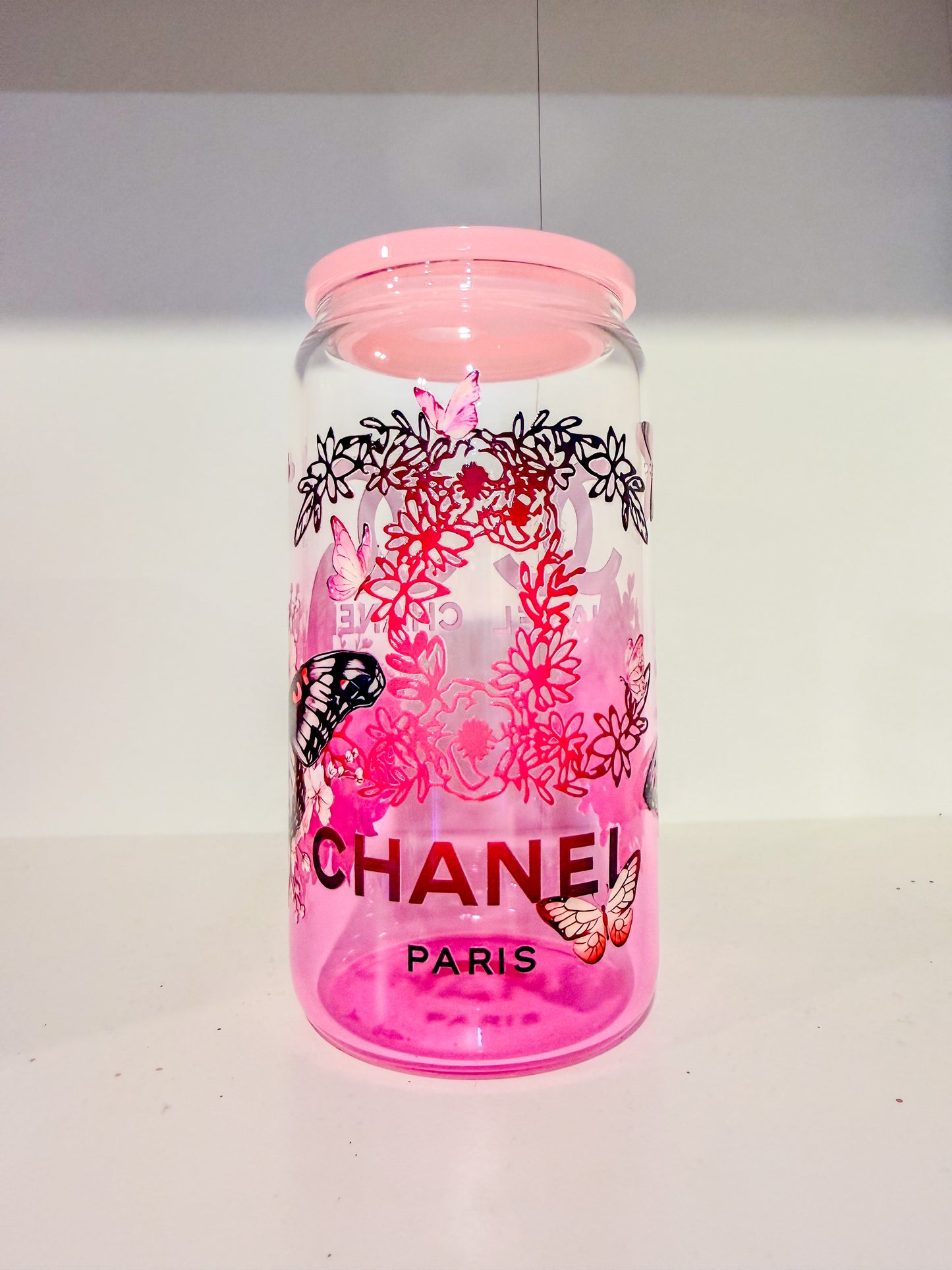 Butterfly Glamour 16oz Ombré Glass Cup