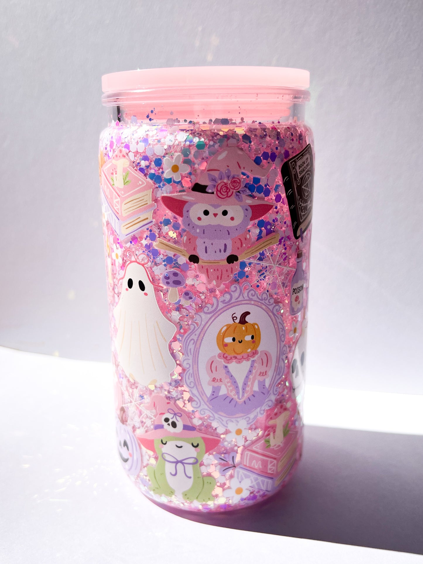 🌸 Pink Spooky Snow Globe Tumbler – 16oz BACK IN STOCK