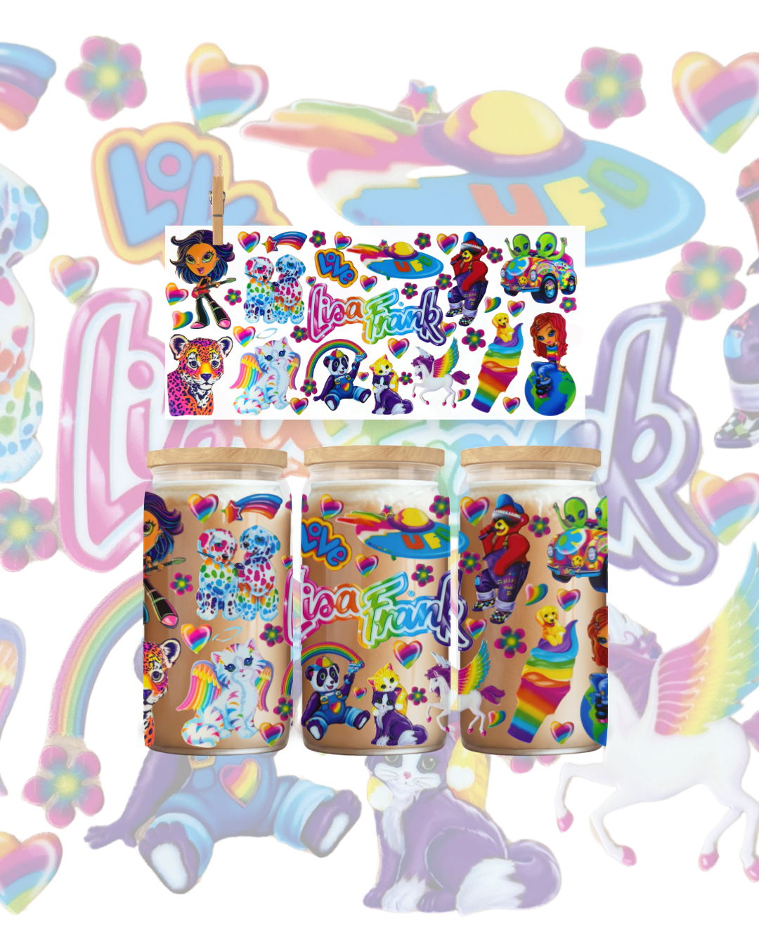 Retro Rainbow Dreams UV DTF Cup Wrap – 16oz