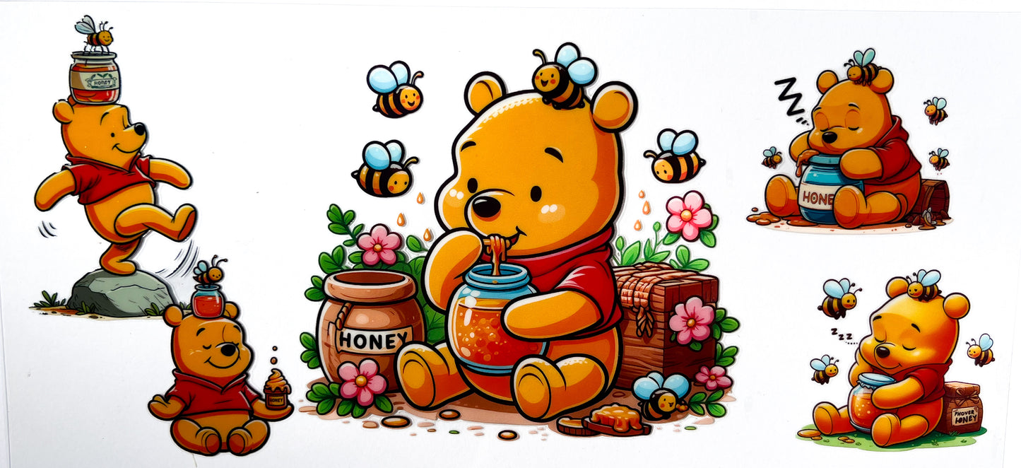 Honey Bear Bee Cup Wrap UV DTF – To Suit 16oz Tumbler