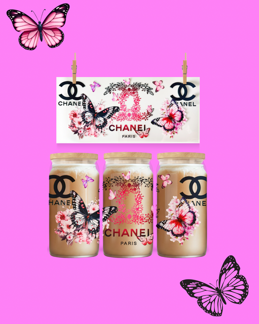 Butterfly Bloom Luxe – UV DTF 16oz Cup Wrap