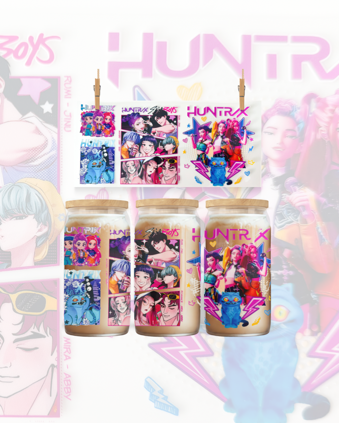 Neon Star Hunters – UV DTF 16oz Cup Wrap