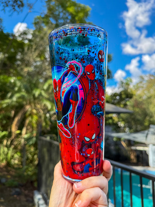 24oz Spider-Man Lava Drip Snow Globe Tumbler