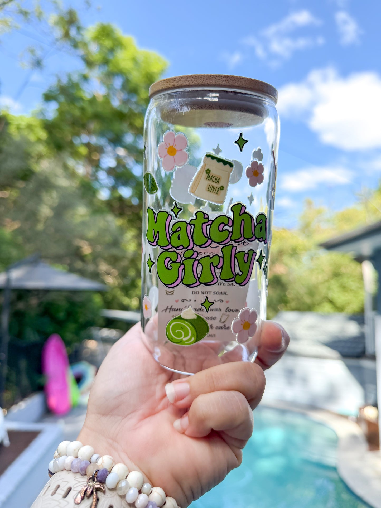 🍵✨ Matcha Girly Glass Can Tumbler 16oz