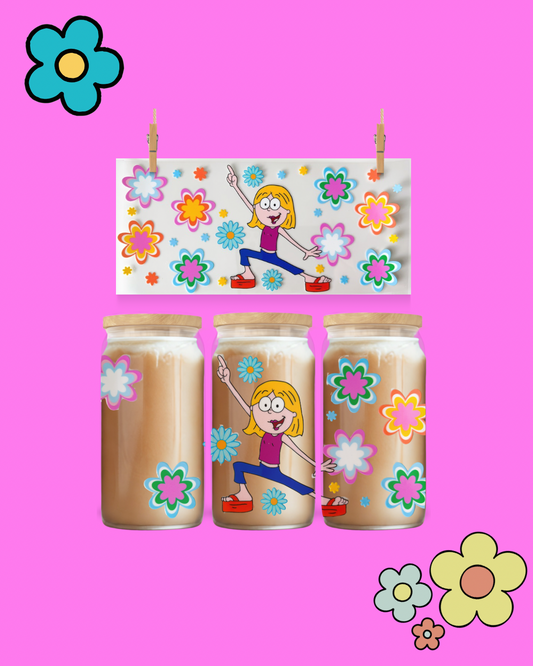 Groovy Flower Girl – UV DTF 16oz Cup Wrap