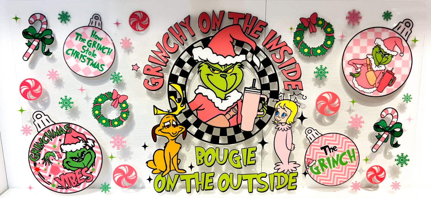 Bougie Grinch Christmas UV DTF Cup Wrap – to suit 16oz tumbler