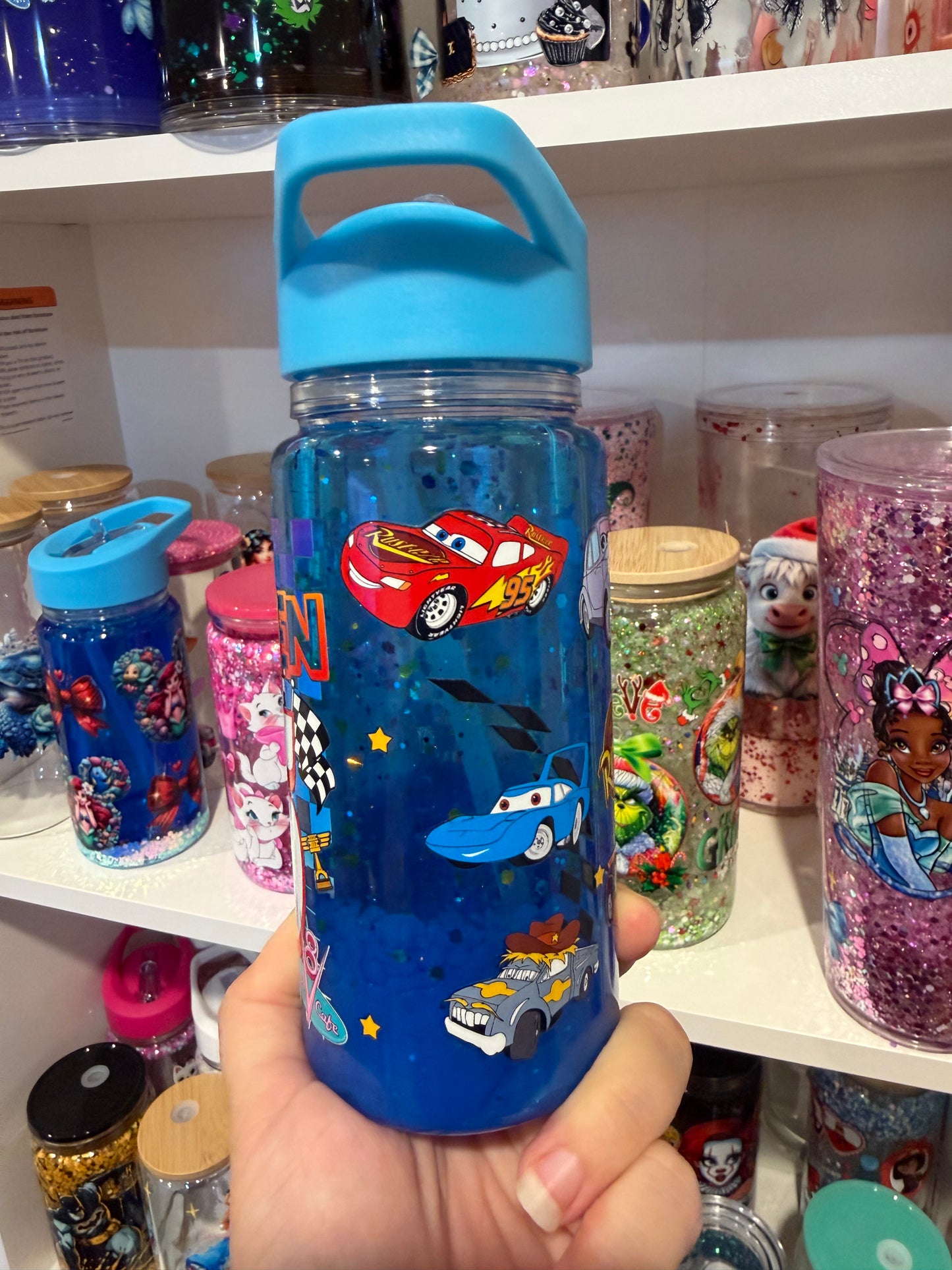Lightning lava drip 10oz Acrylic Snow Globe Tumbler – Kids Water Bottle