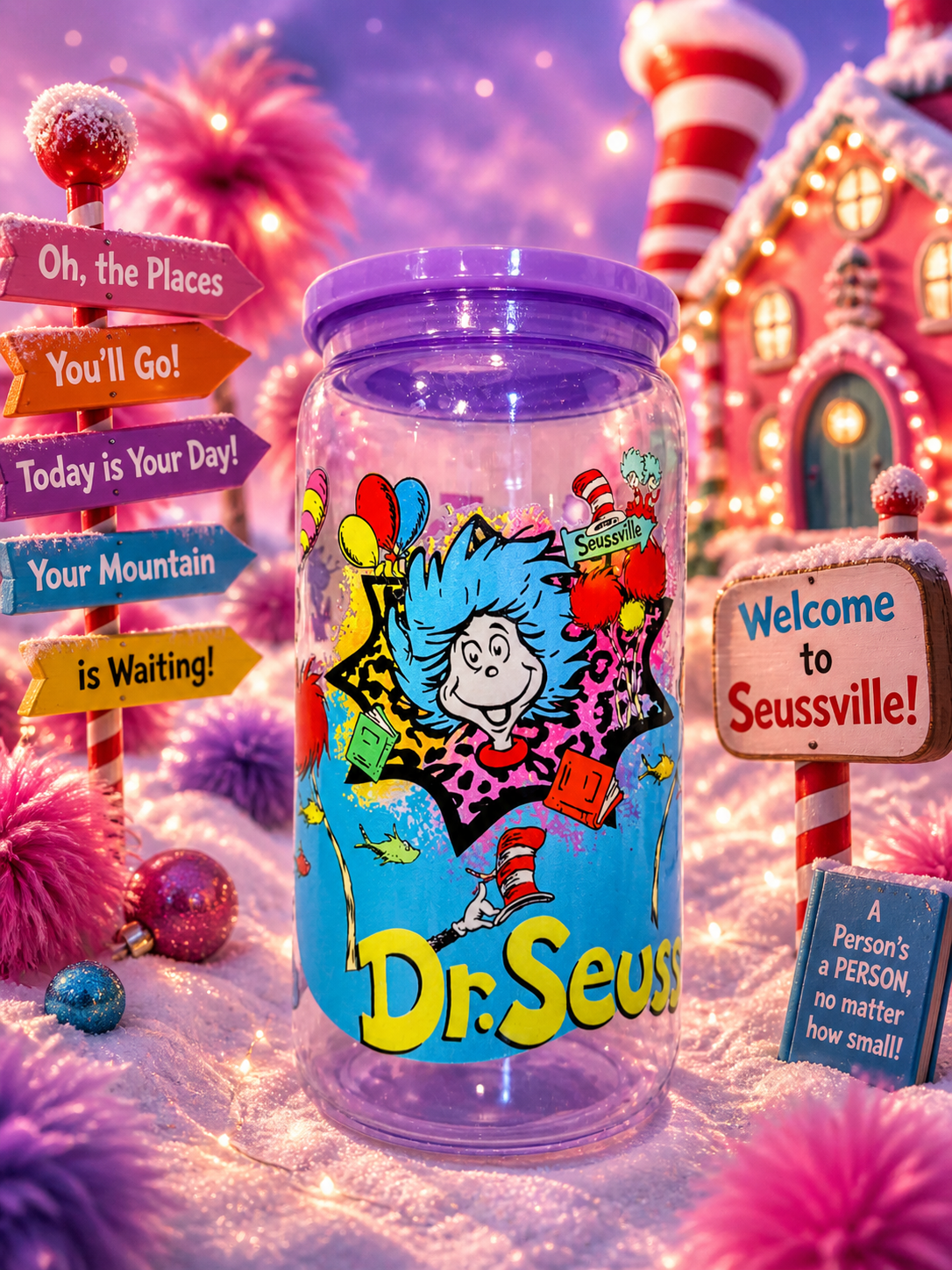 Dr. Seuss Inspired 16oz Purple Acrylic Reading Cup – Love Reading Teacher Tumbler