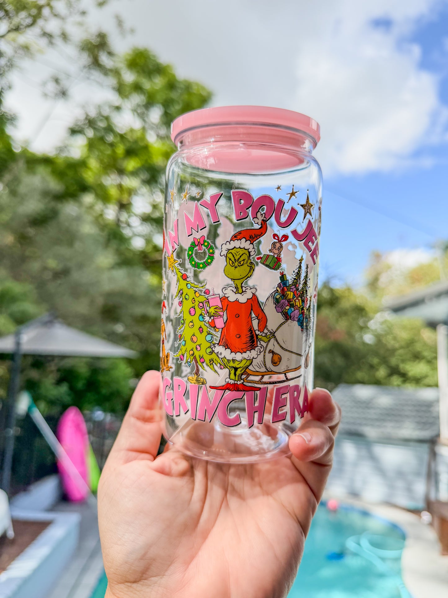 In My Boujee Grinch Era – 16oz Pink Acrylic Christmas Cup