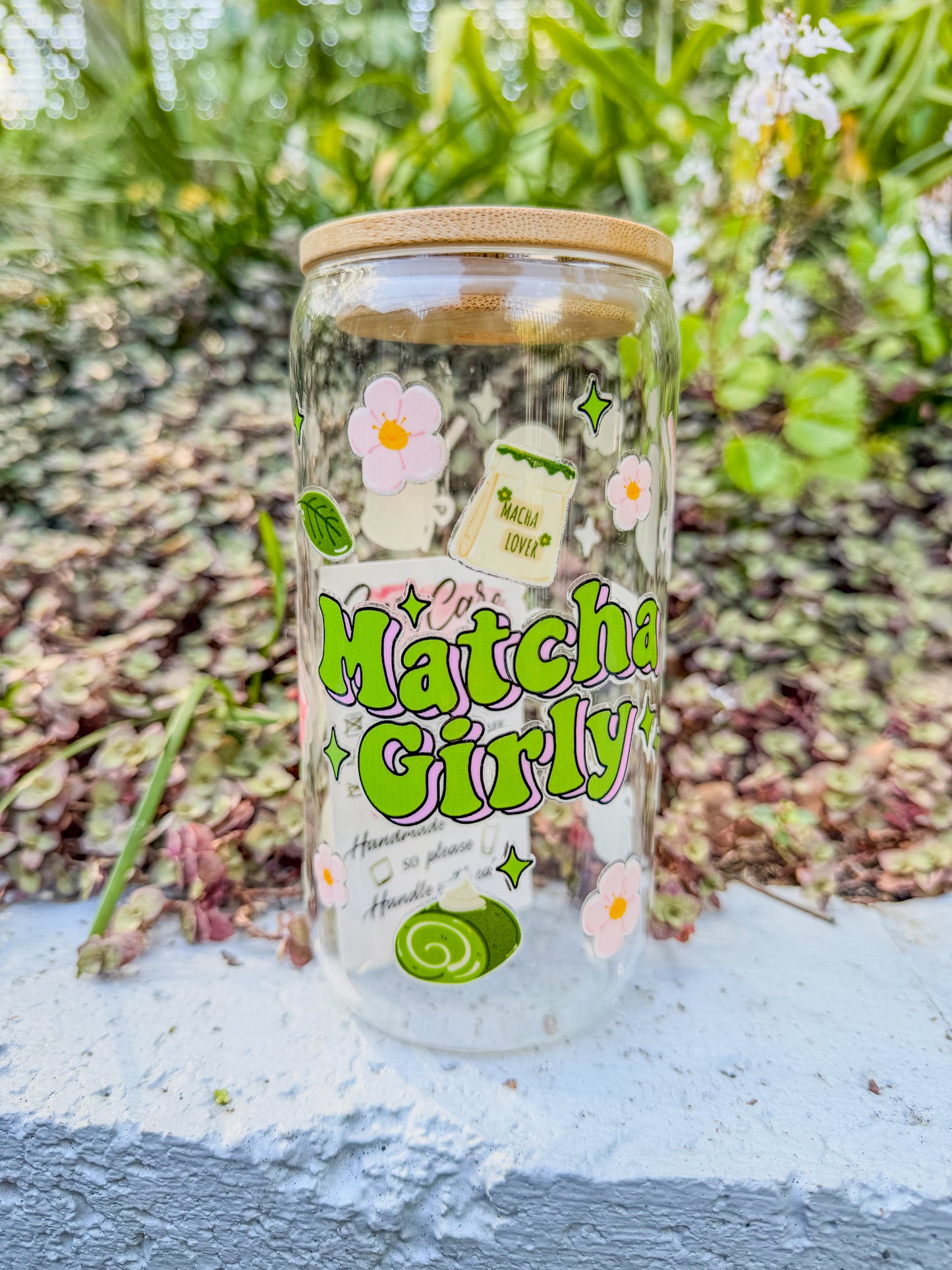 🍵✨ Matcha Girly Glass Can Tumbler 16oz