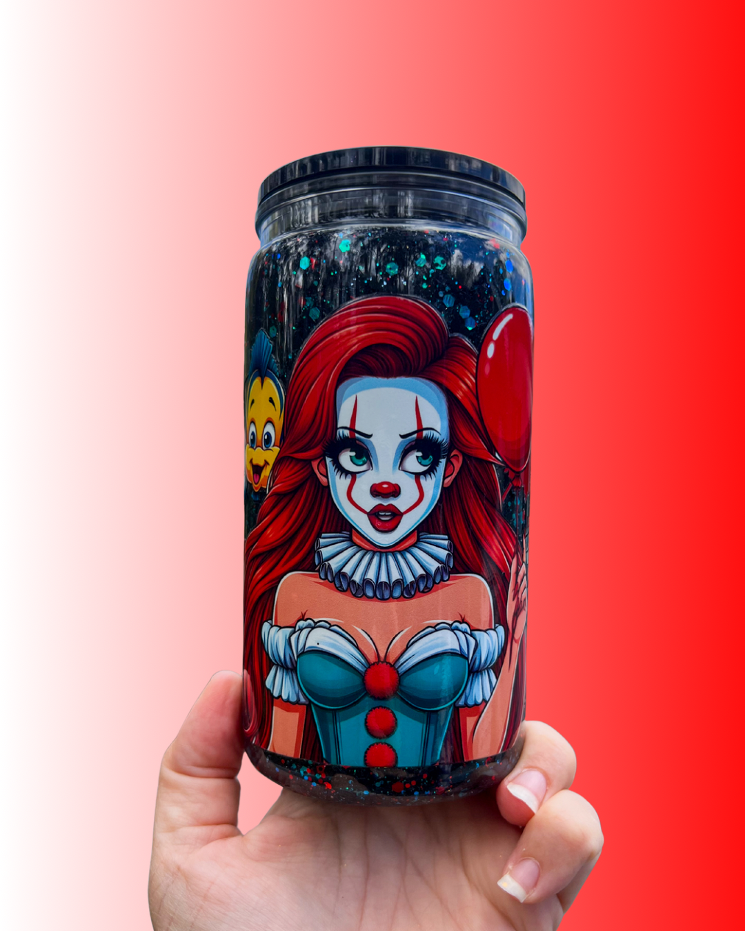 A Horror Mermaid Tumbler – Glitter Snow Globe Cup
