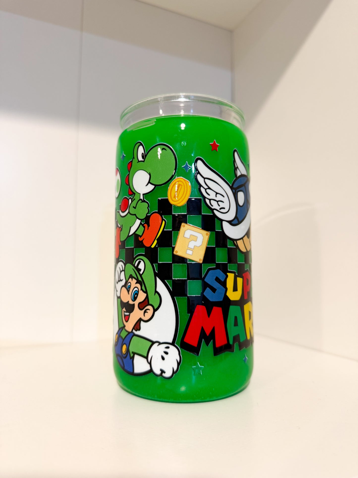 Super Mario Classic Game World Snow Globe Cup - 16oz Acrylic Tumbler