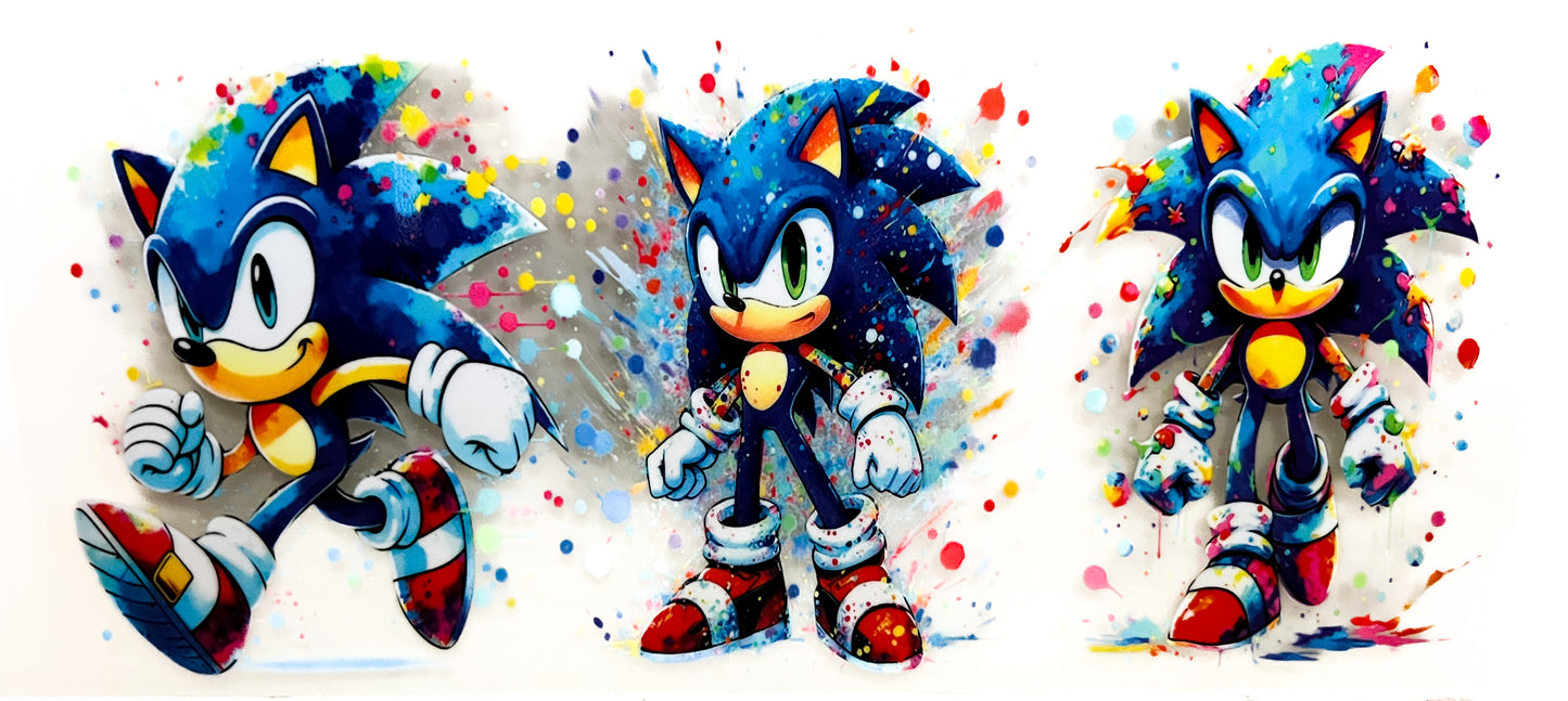 Sonic Speed Splash - UV DTF Wrap to suit 16oz tumbler