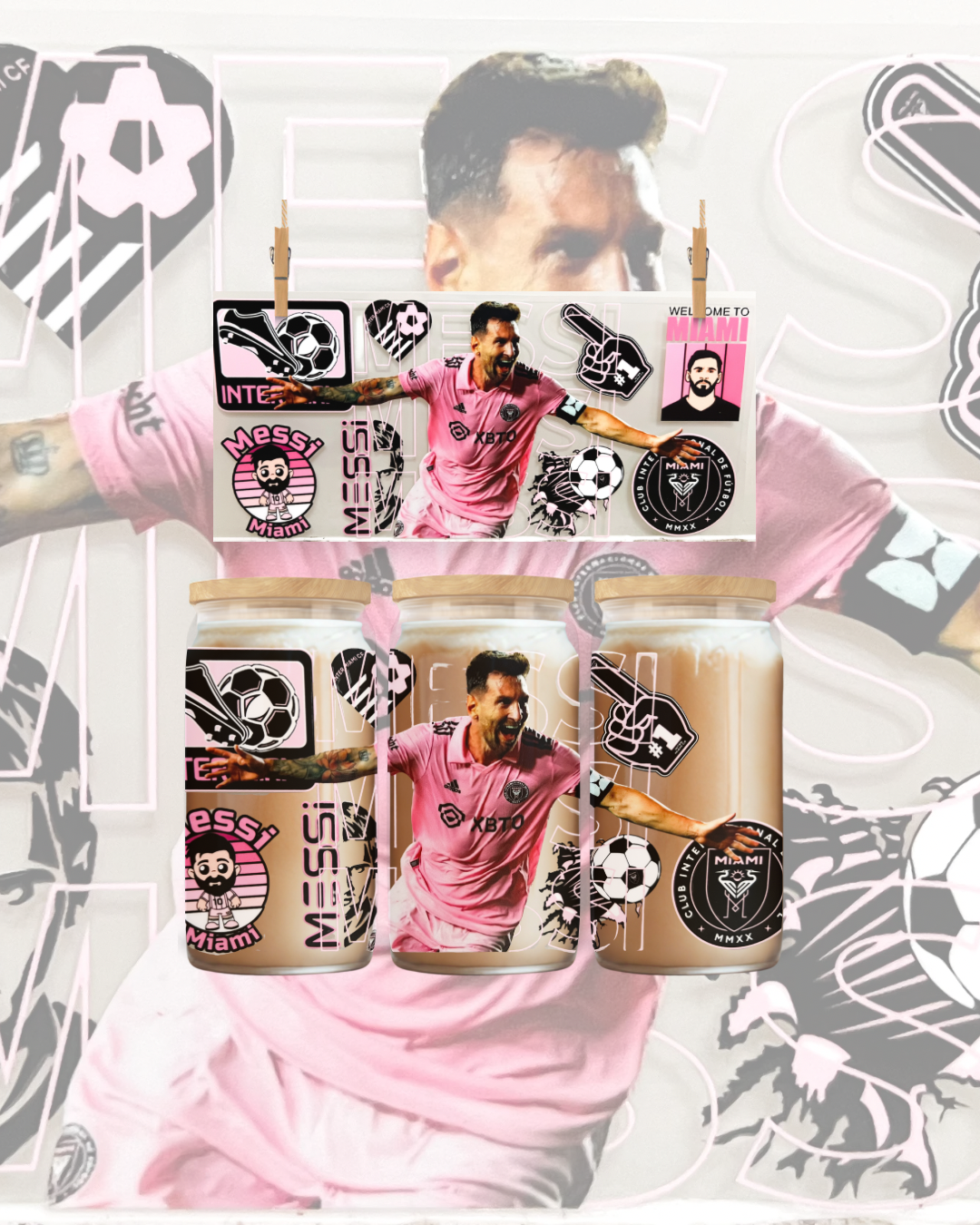 ⚽ Miami Celebration – UVDTF Cup Wrap to Suit 16 Ounce Tumbler