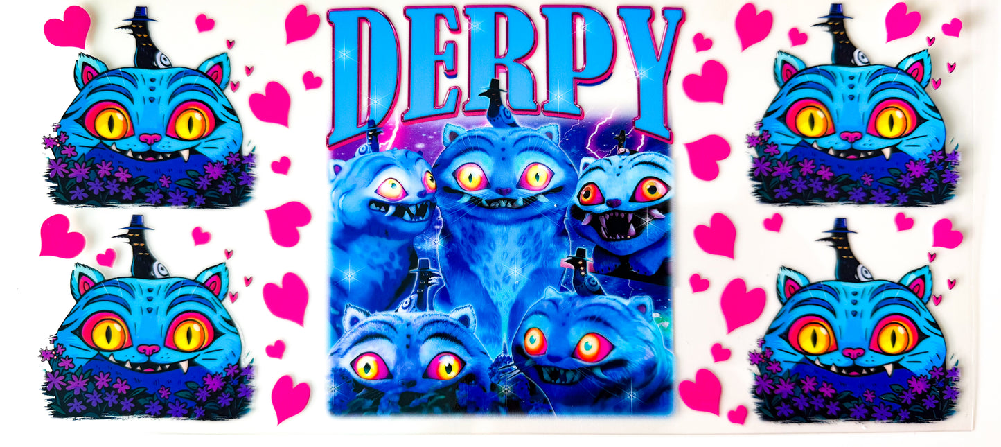 Derpy Cat Chaos – UV DTF 16oz Cup Wrap