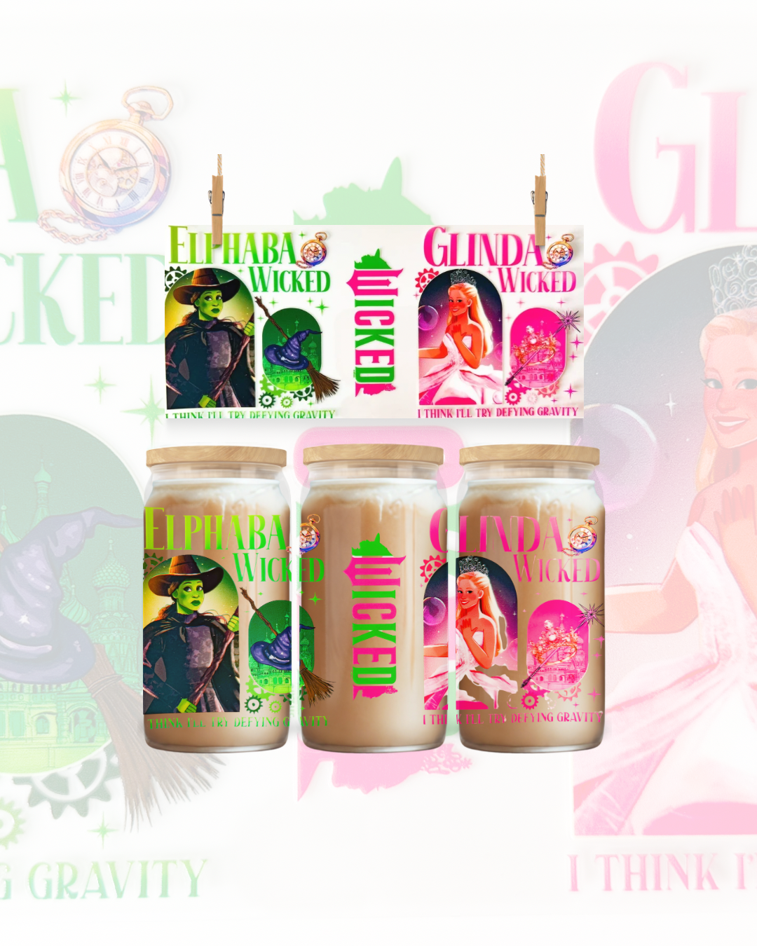Good Witch & Green Witch Duo – UV DTF Cup Wrap