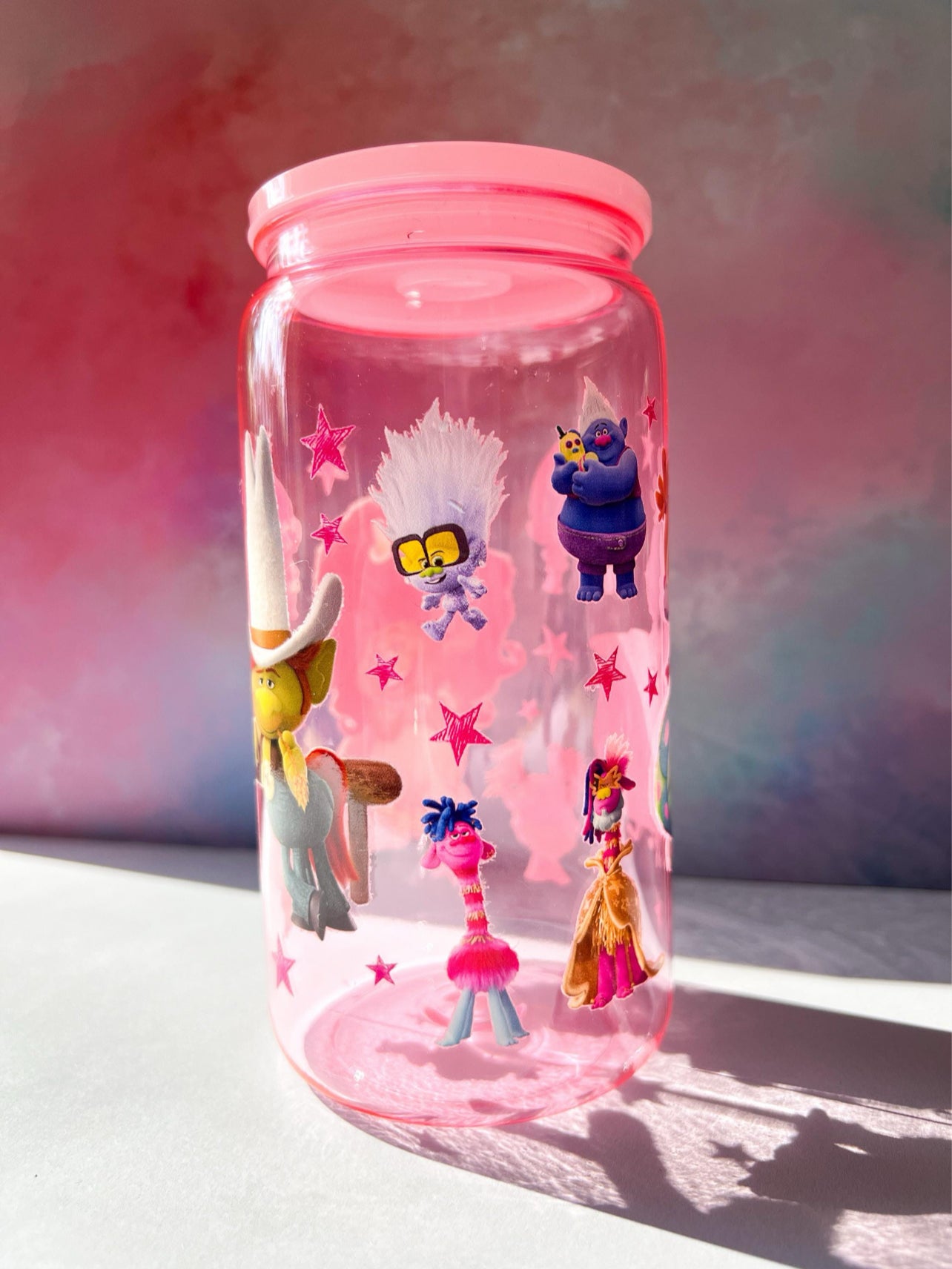 TROLLS Light Pink Plastic Tumbler 16oz